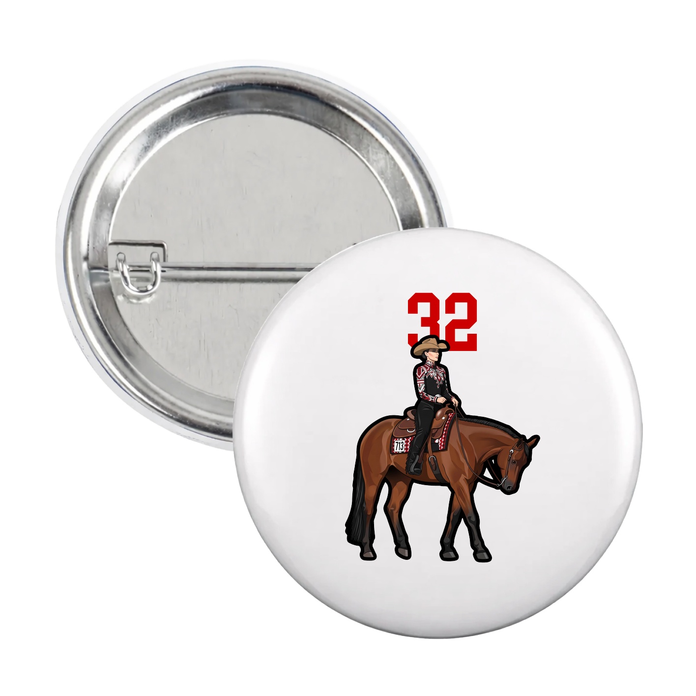 Game Day Button — Number Top in White