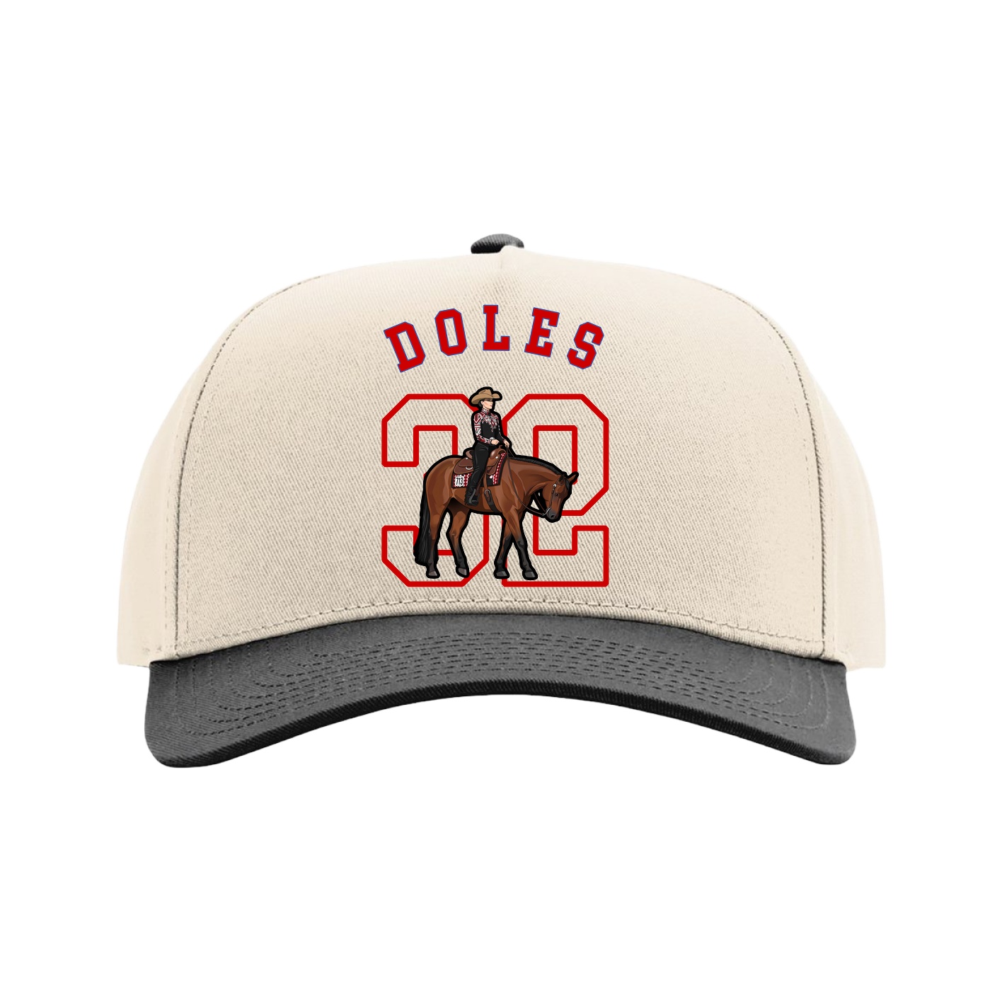 Full Fabric Five-Panel Champ Cap — Shirsey Arch in Cream/Black