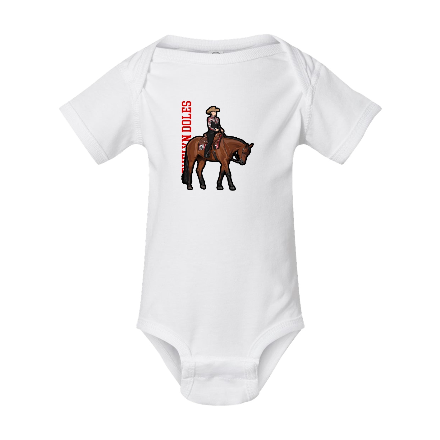 Baby Onesie — Name Vertical in White