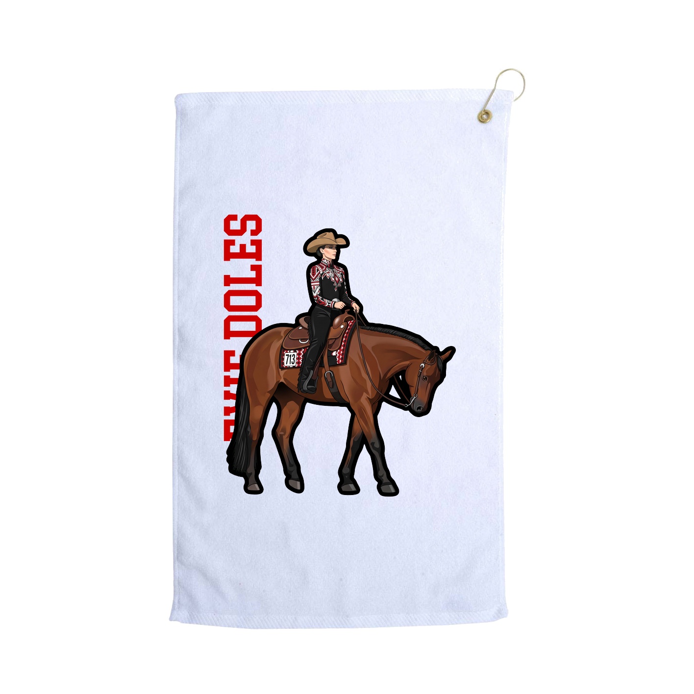 Golf Towel — Name Vertical in White