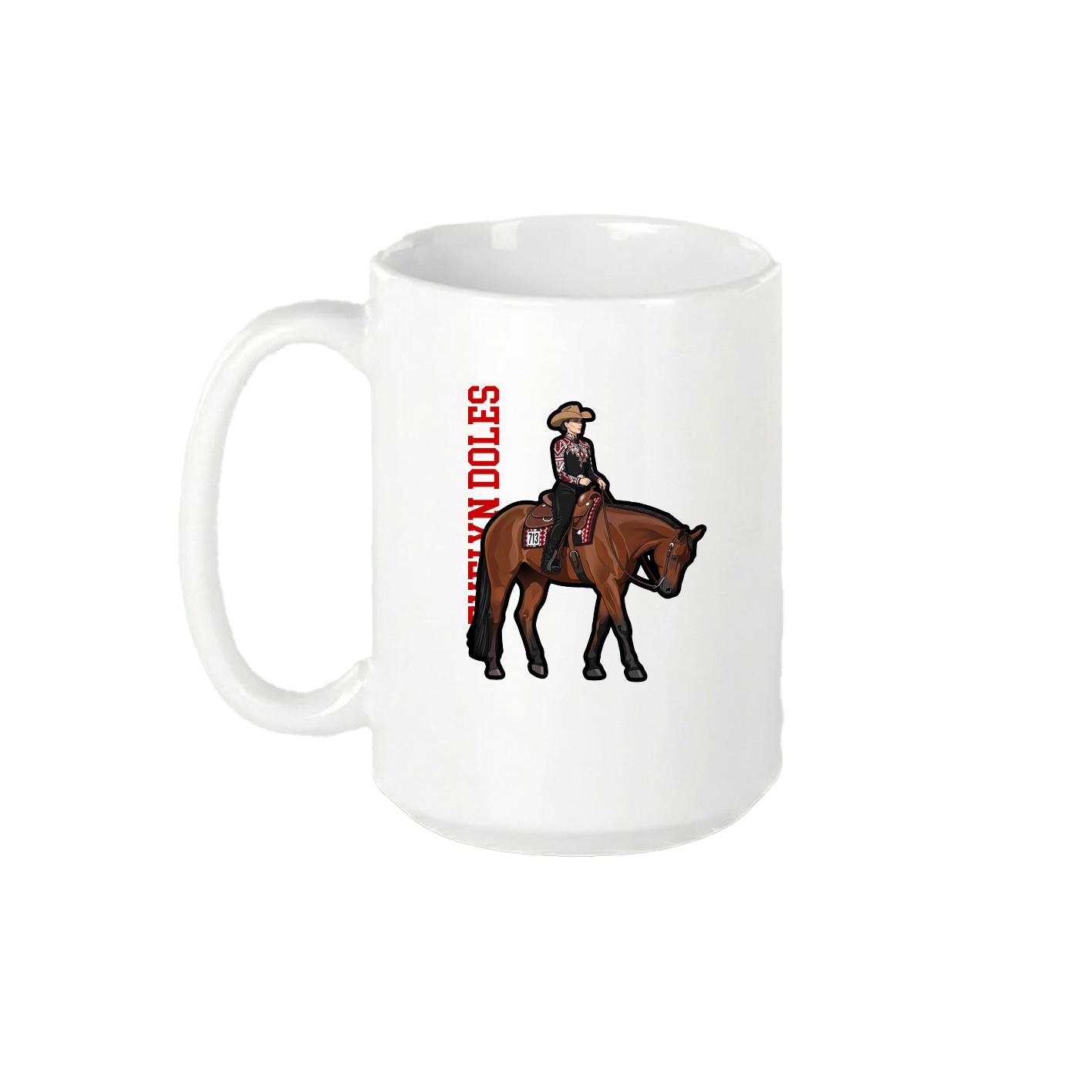 15oz Coffee Mug — Name Vertical in White