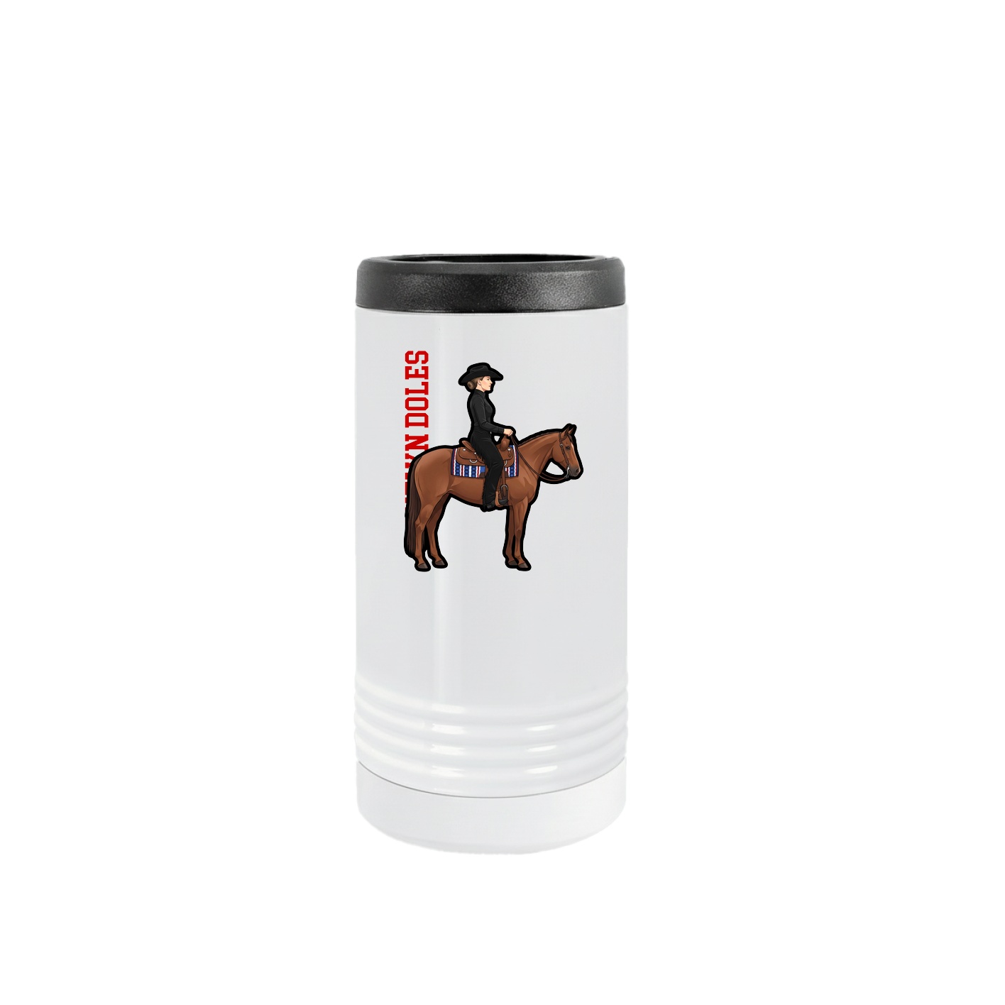 Slim Beverage Holder — Name Vertical in White