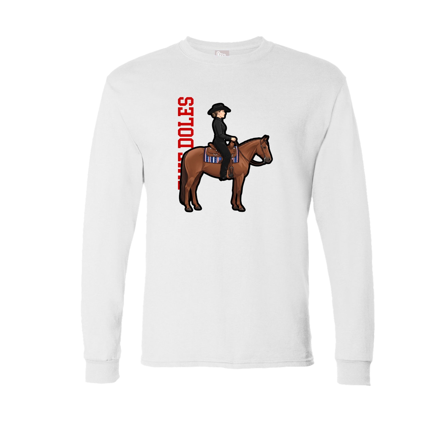 Long Sleeve Tee — Name Vertical in White