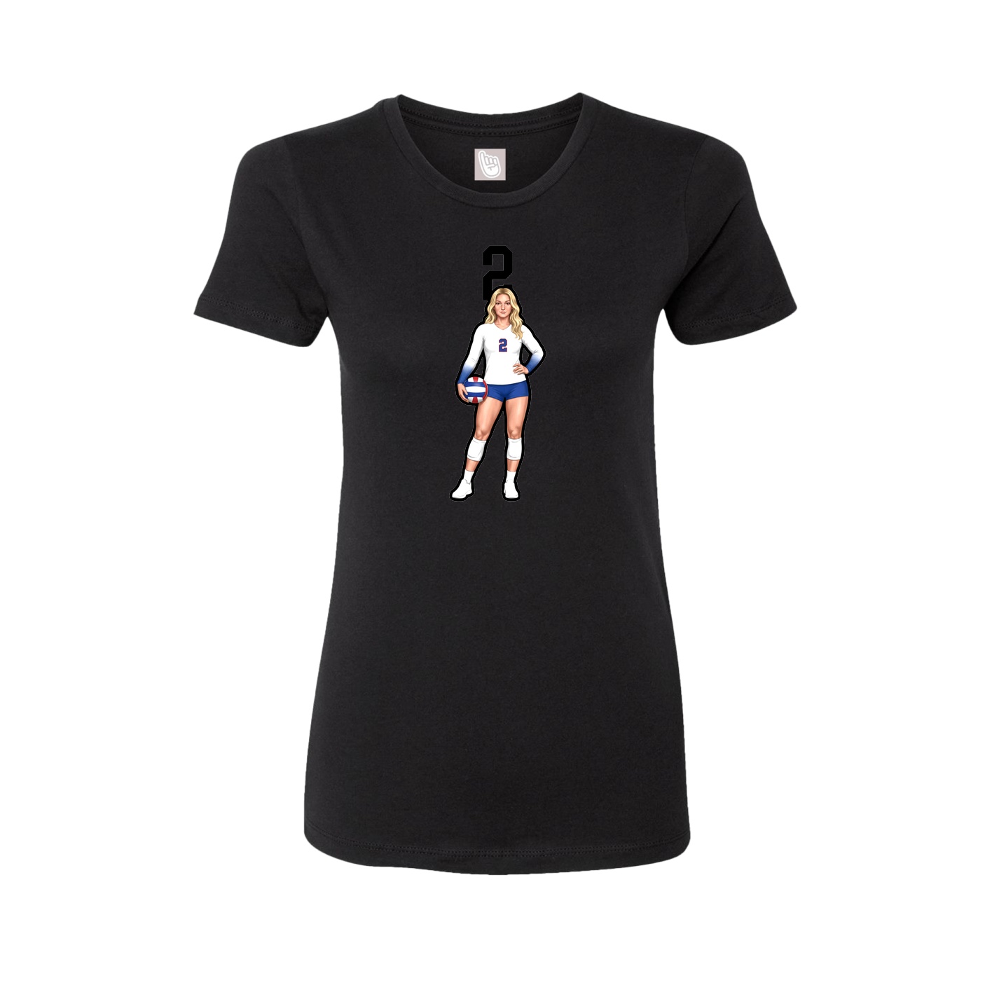 Fitted Women's Tee — Number Top in Black