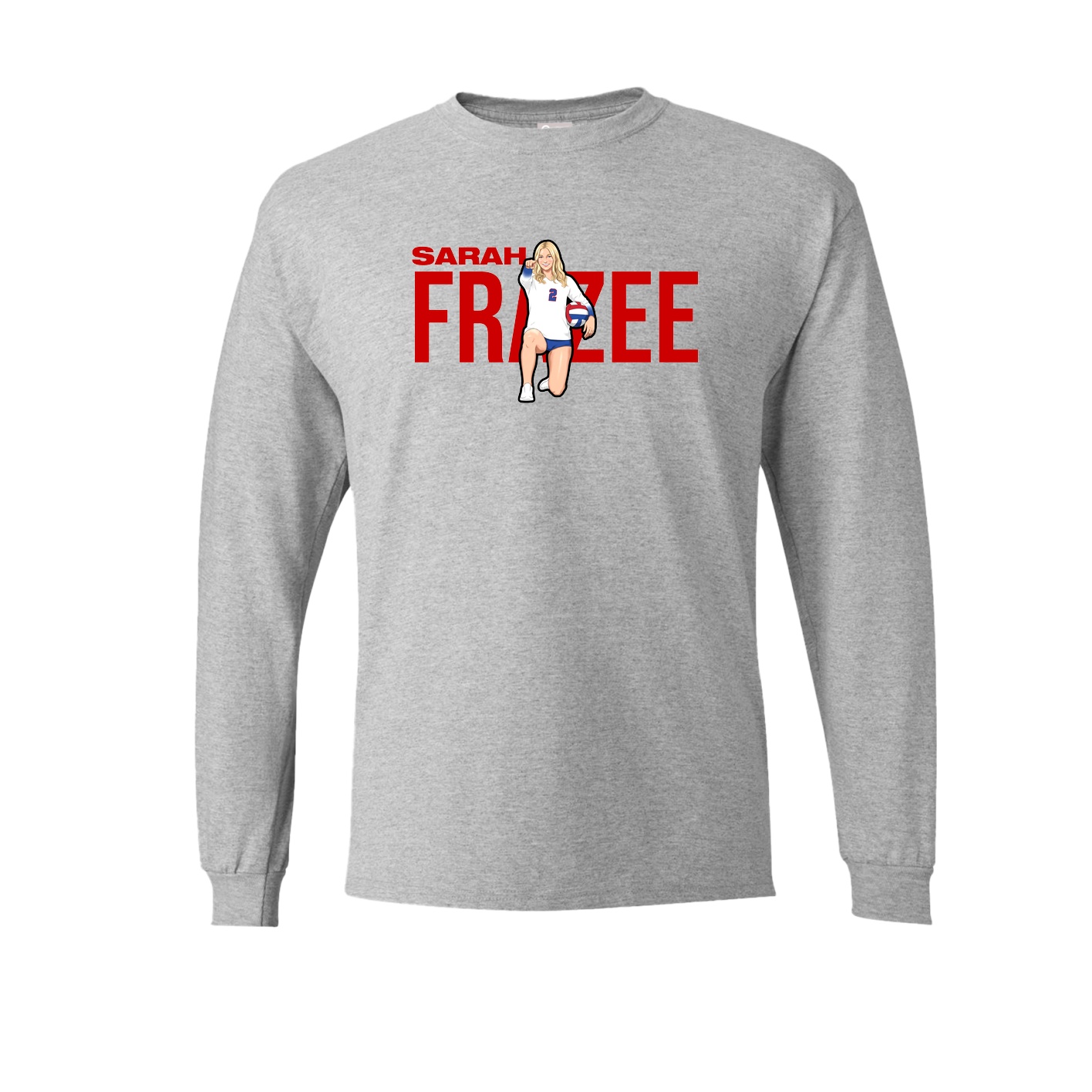 Long Sleeve Tee — Player Name in Grey