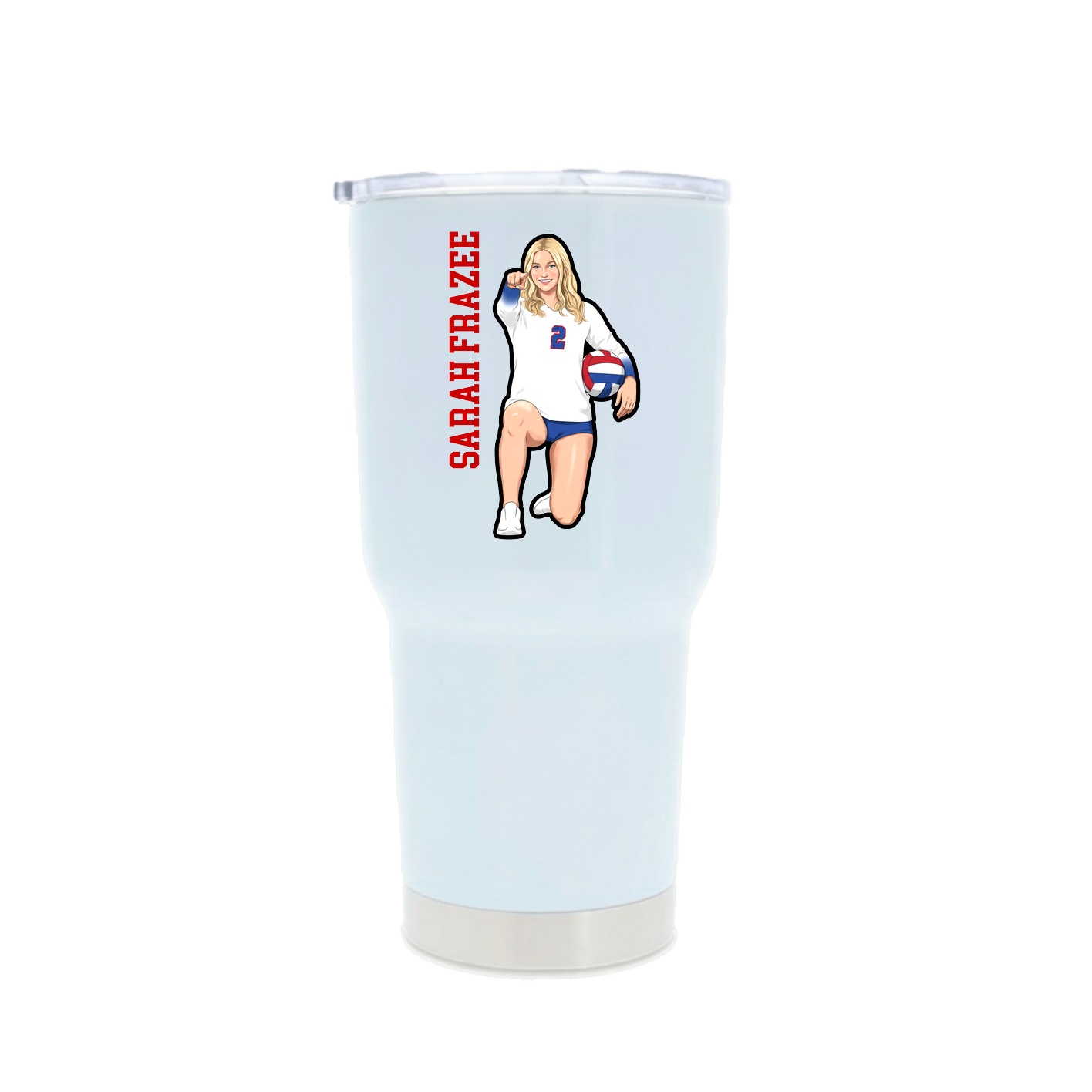 30oz Stainless Steel Tumbler — Name Vertical in White
