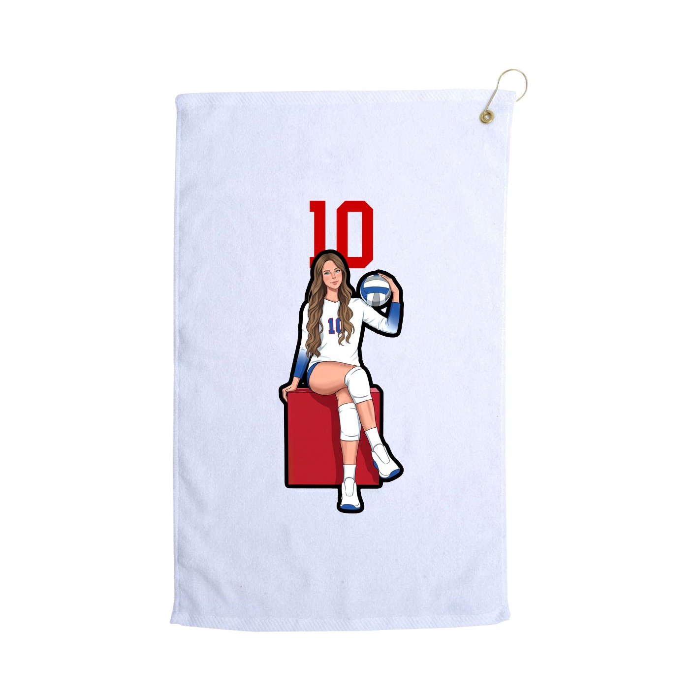 Golf Towel — Number Top in White