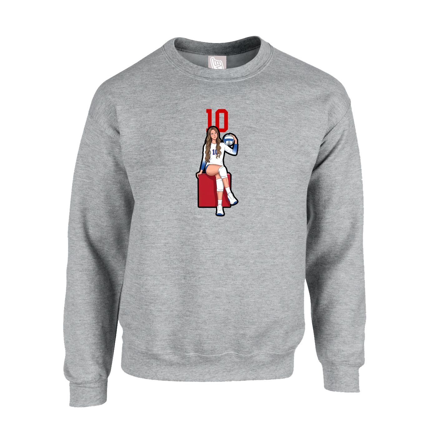 Fleece Crew — Number Top in Grey
