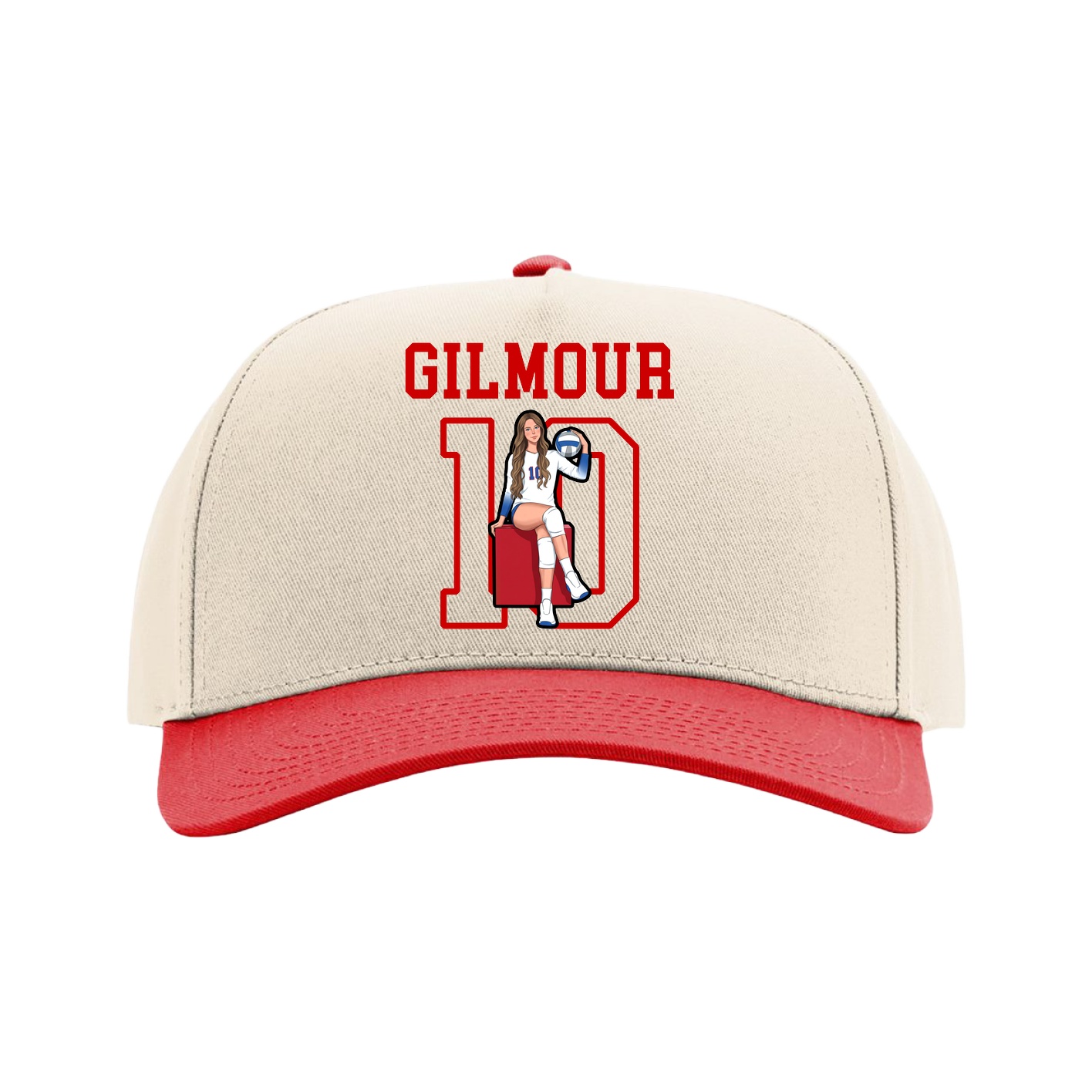 Full Fabric Five-Panel Champ Cap — Shirsey in Cream/Red