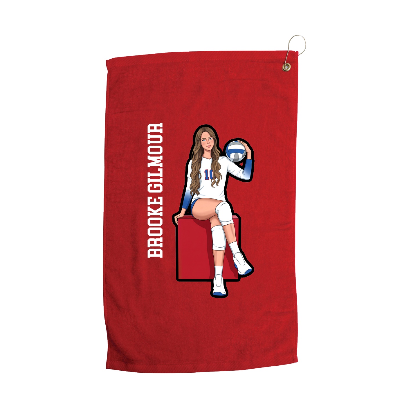 Golf Towel — Name Vertical in Red