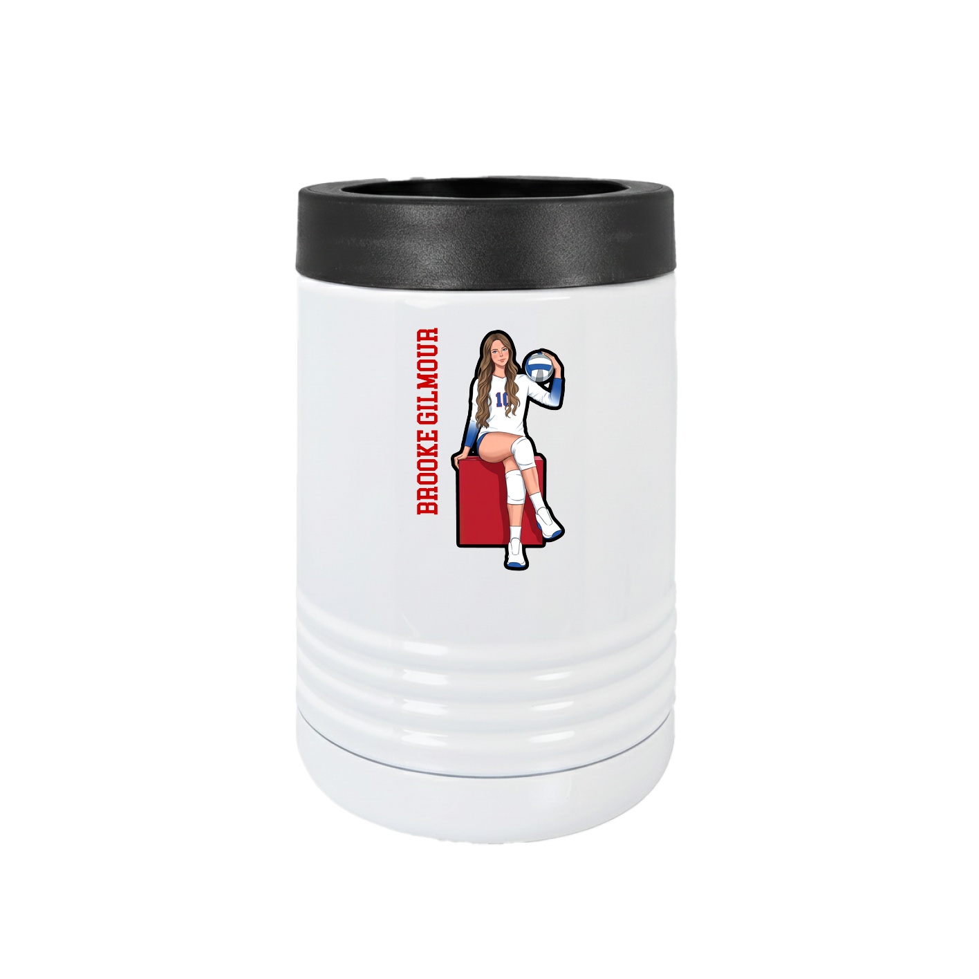 Beverage Holder — Name Vertical in White