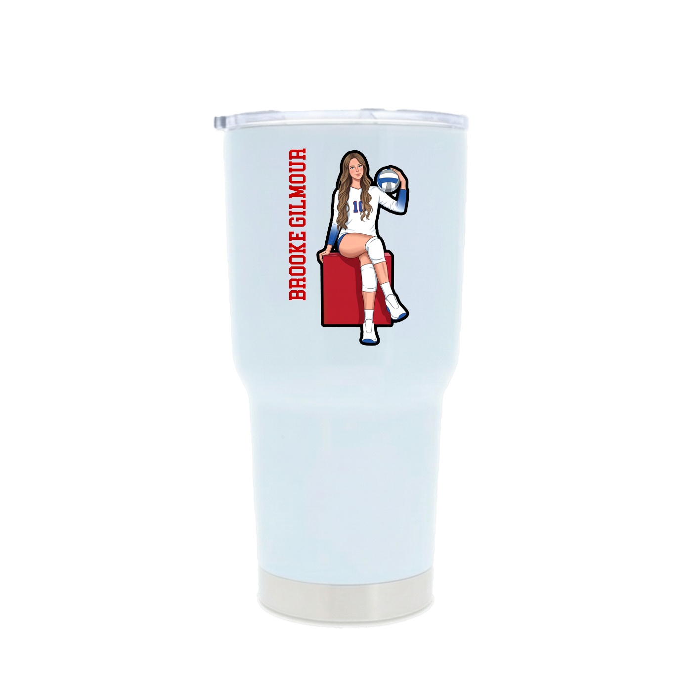 30oz Stainless Steel Tumbler — Name Vertical in White