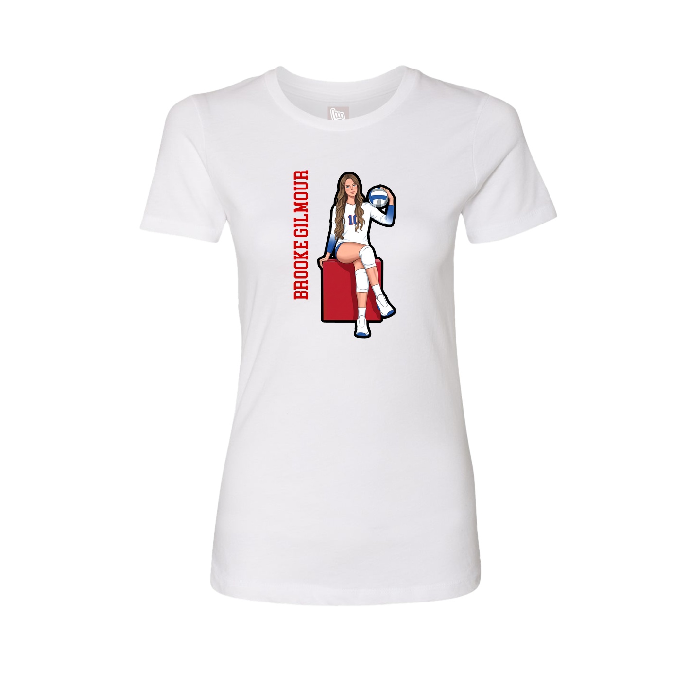 Fitted Women's Tee — Name Vertical in White
