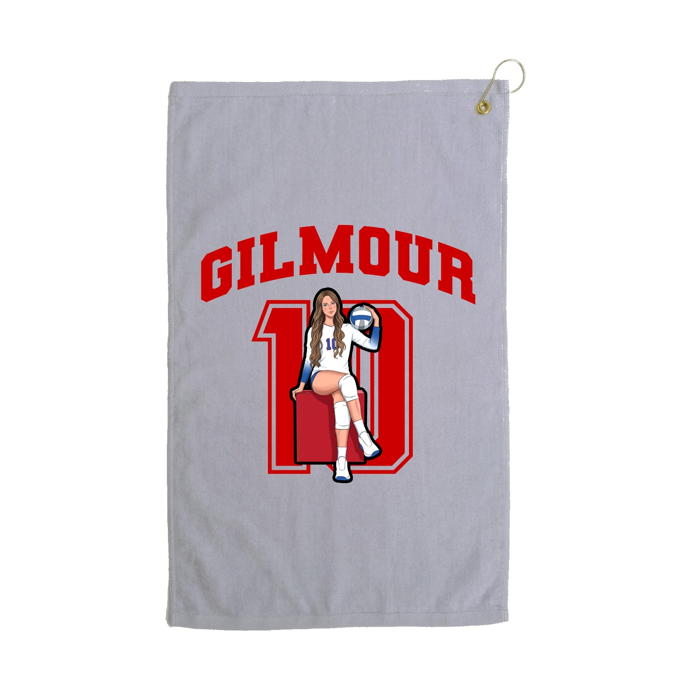 Golf Towel — Number in Grey