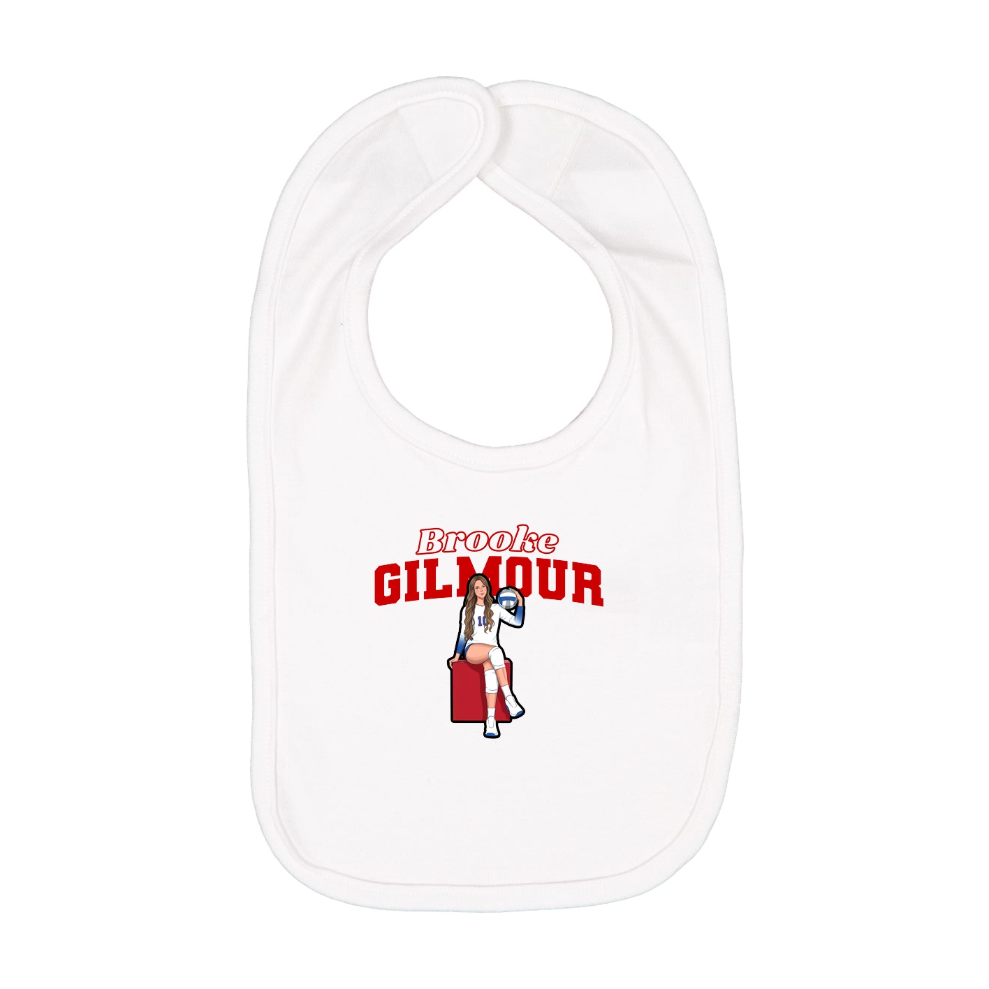 Infant Bib — Name Arch in White