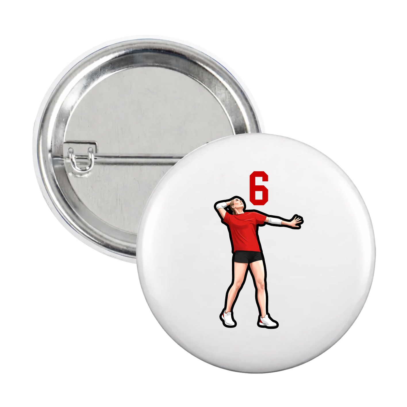 Game Day Button — Number Top in White