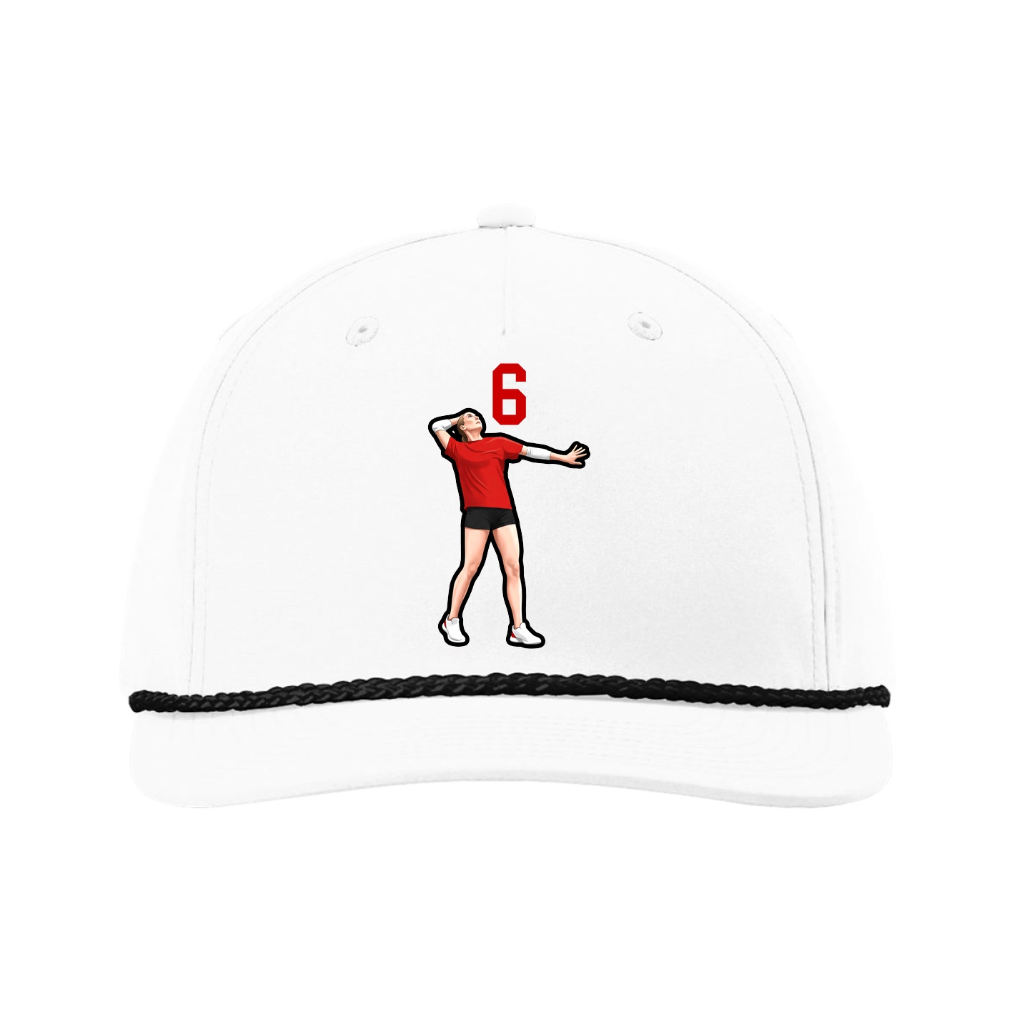 Five-Panel Classic Rope Cap — Number Top in White