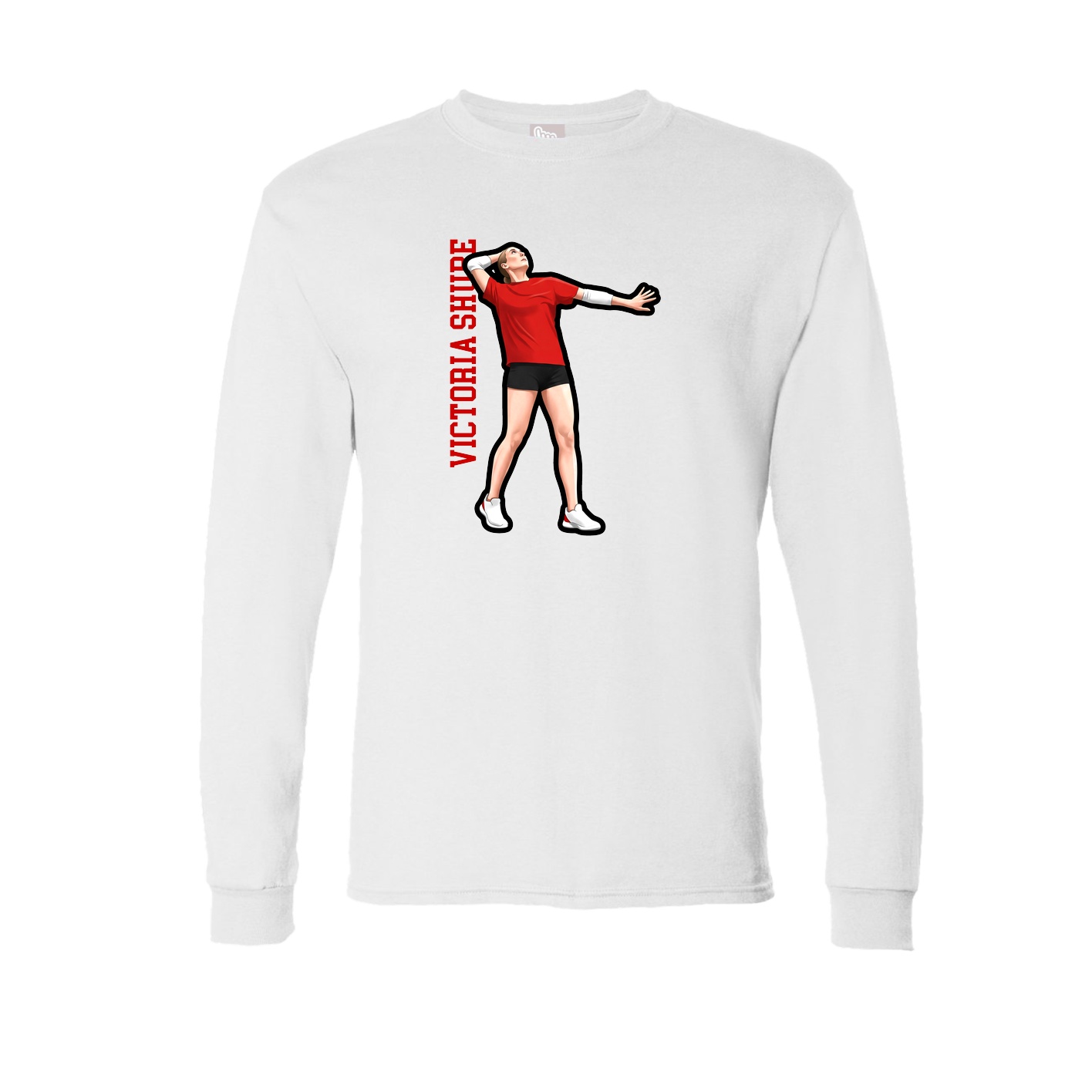 Long Sleeve Tee — Name Vertical in White