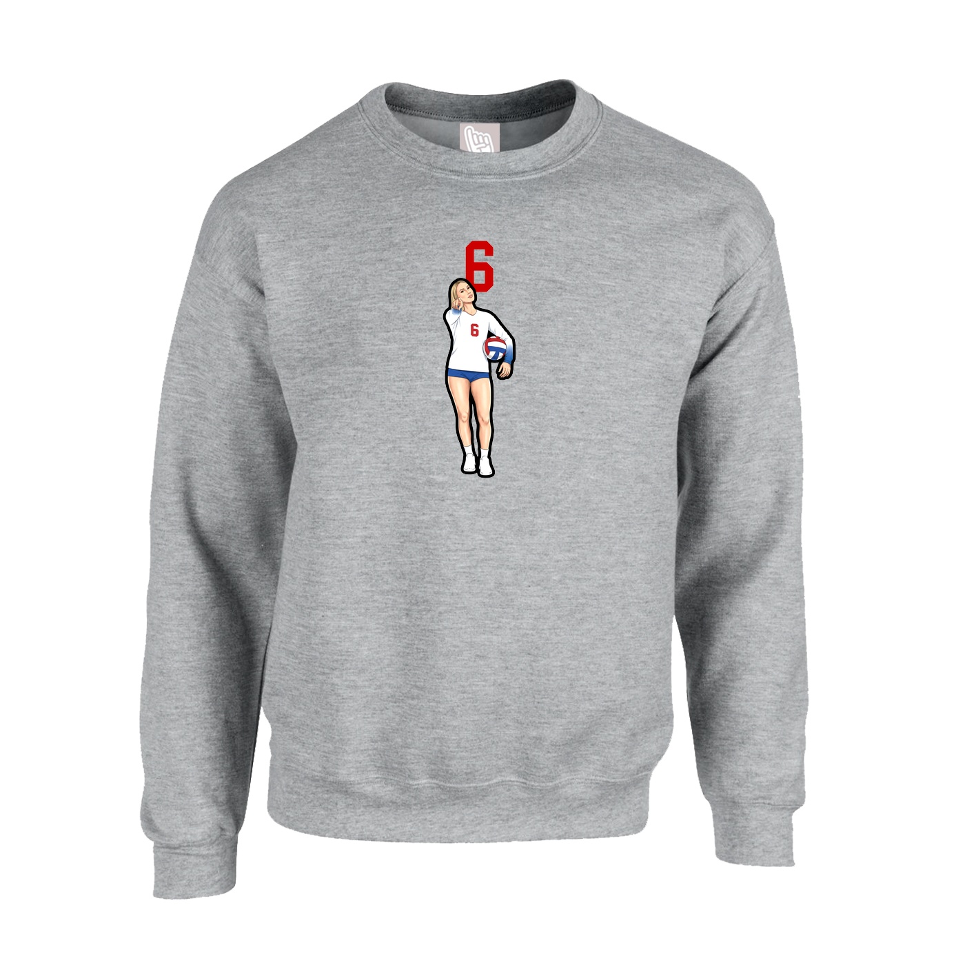 Fleece Crew — Number Top in Grey