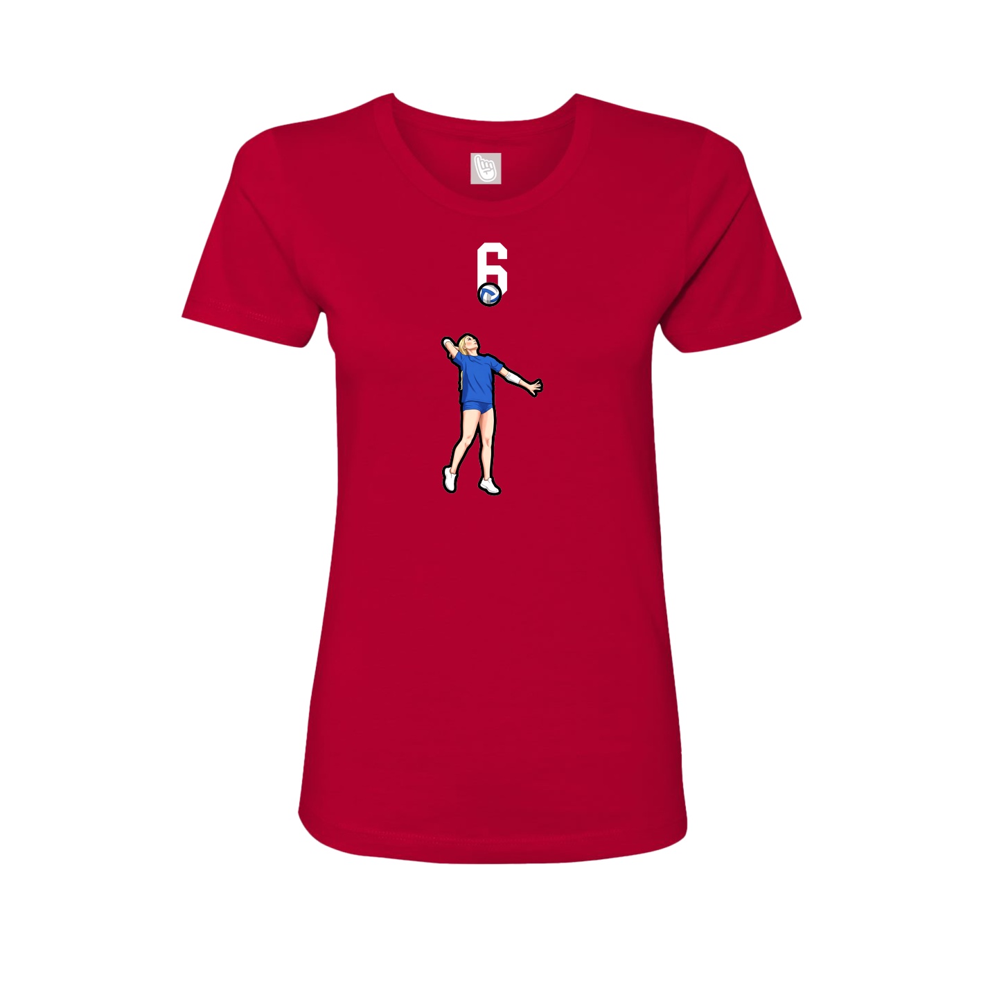 Fitted Women's Tee — Number Top in Red