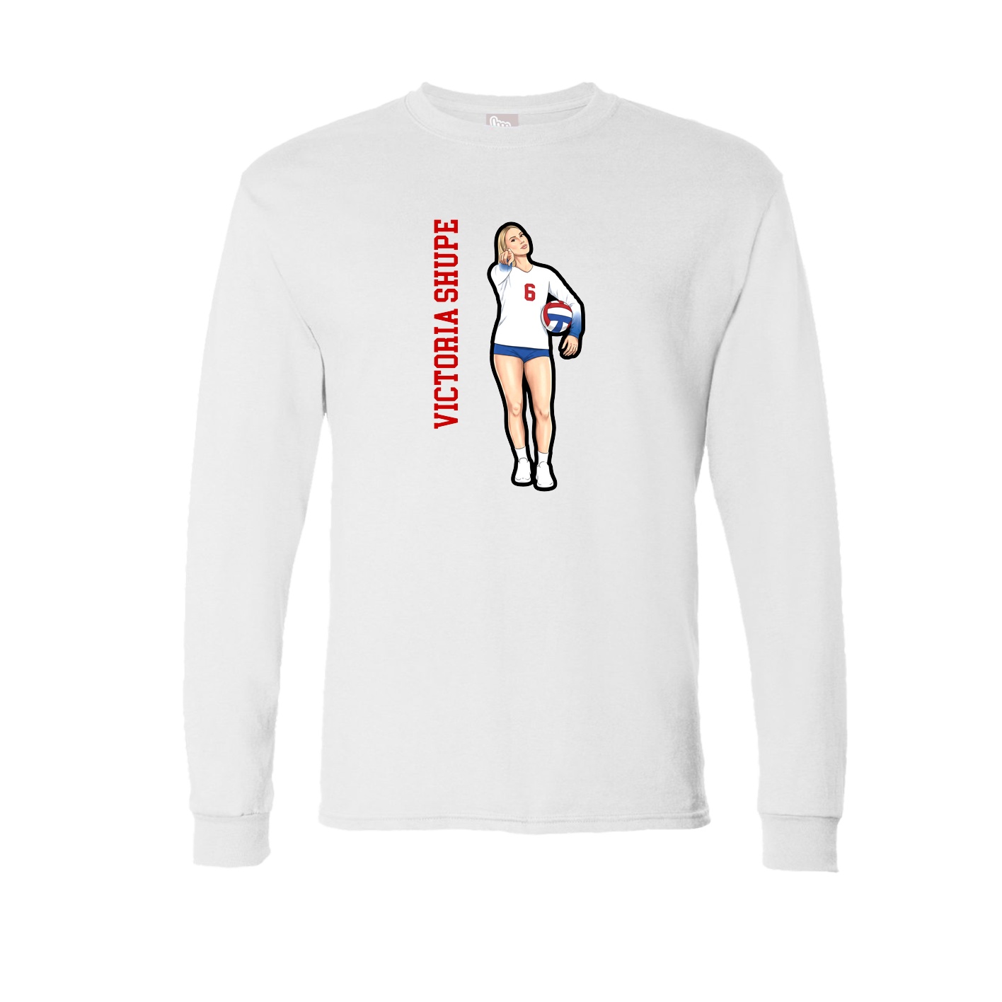 Long Sleeve Tee — Name Vertical in White