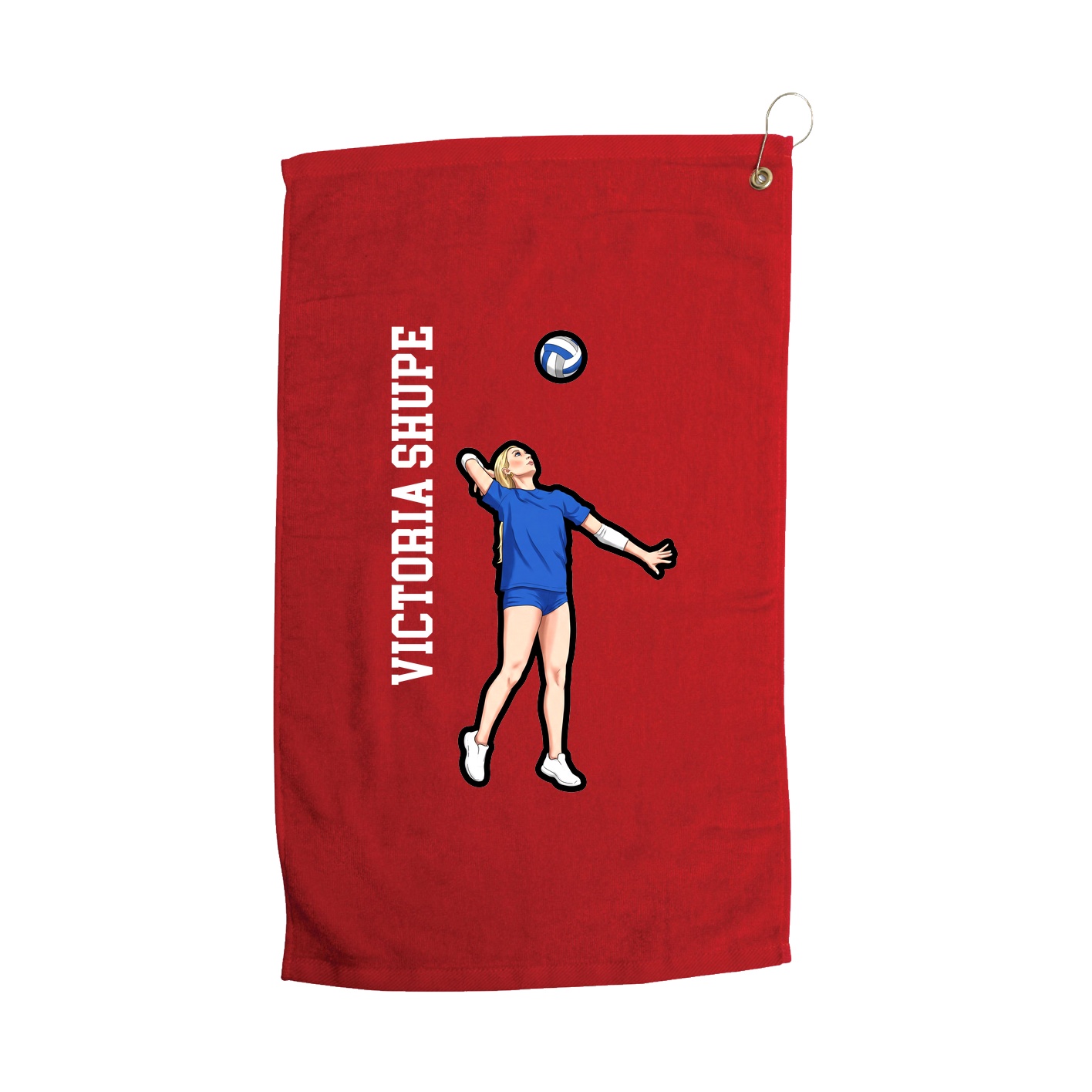 Golf Towel — Name Vertical in Red