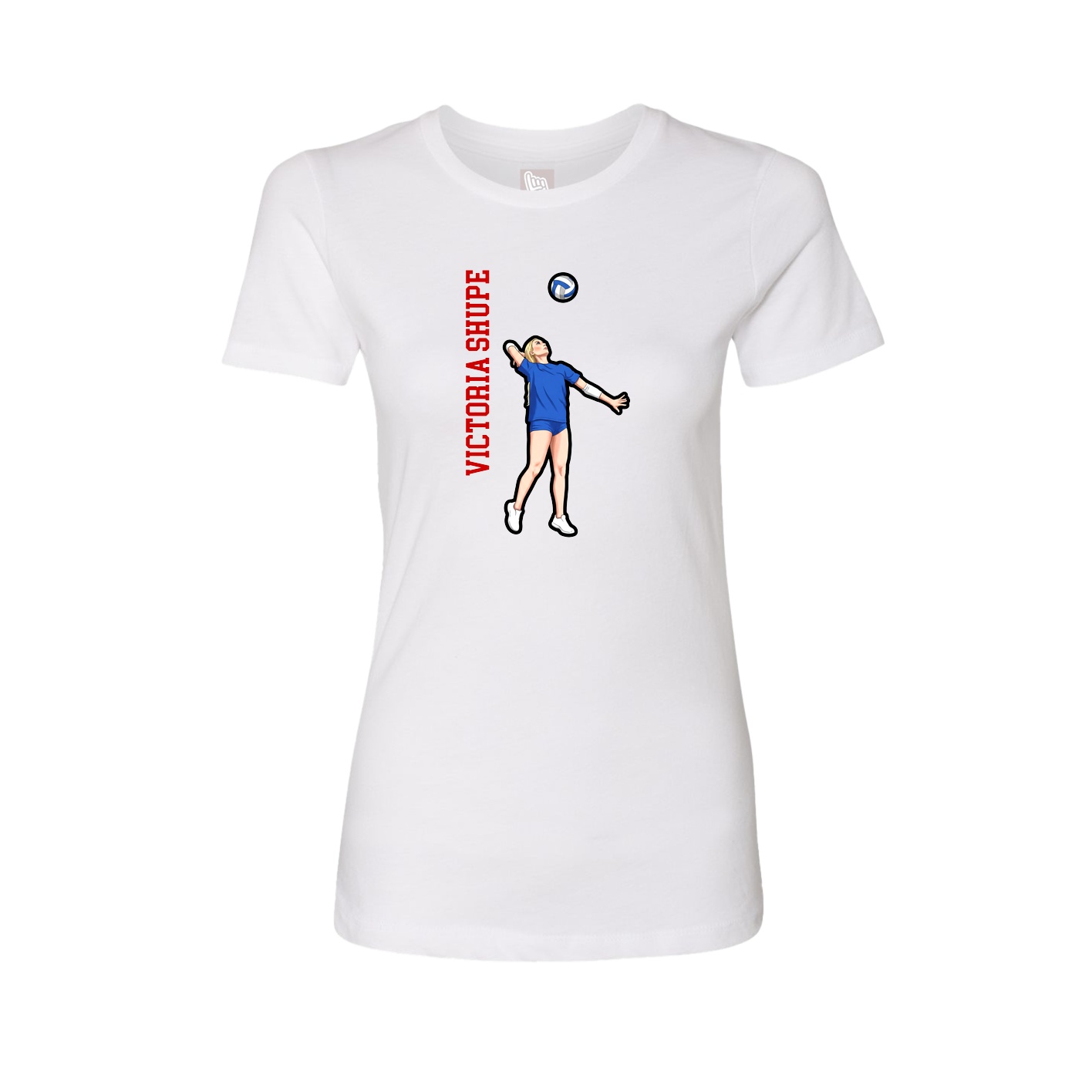 Fitted Women's Tee — Name Vertical in White