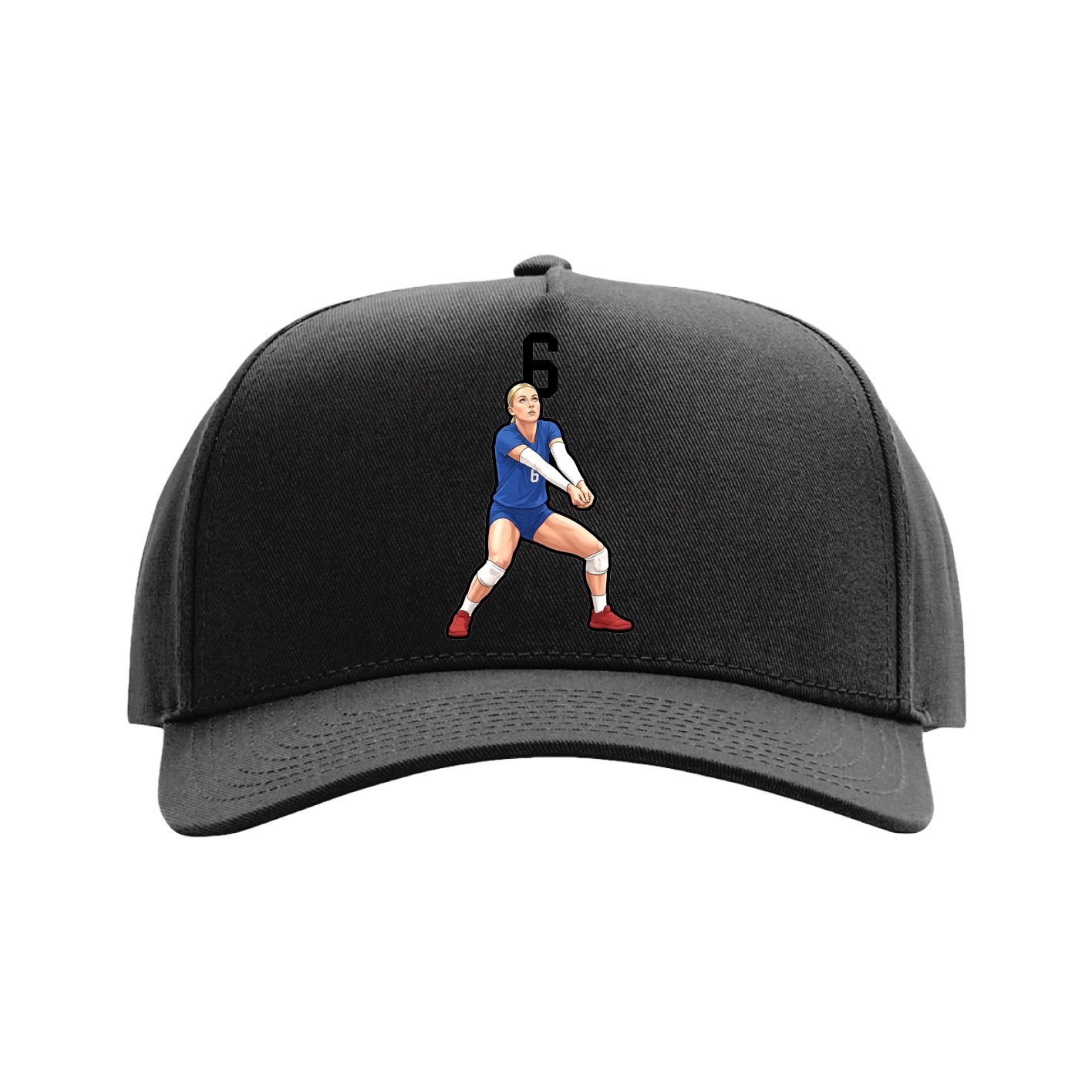 Full Fabric Five-Panel Champ Cap — Number Top in Black