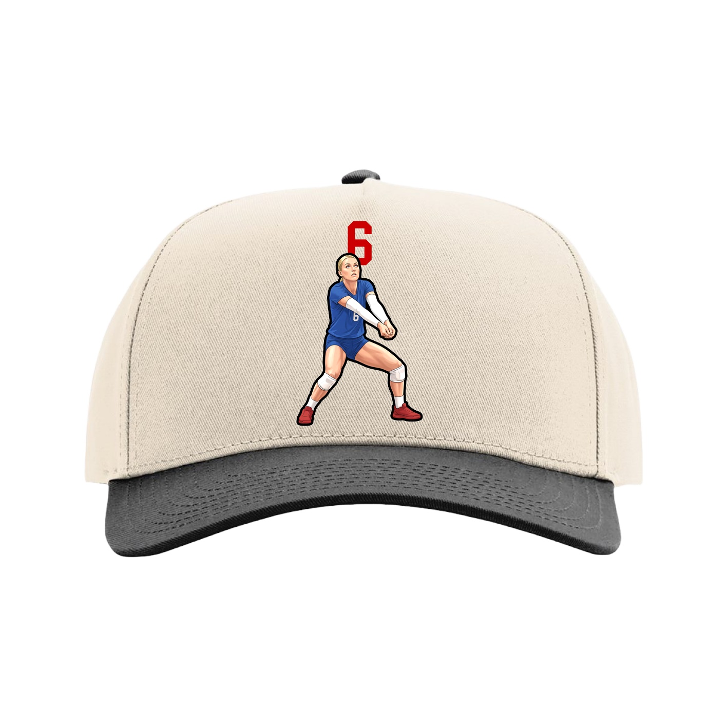Full Fabric Five-Panel Champ Cap — Number Top in Cream/Black