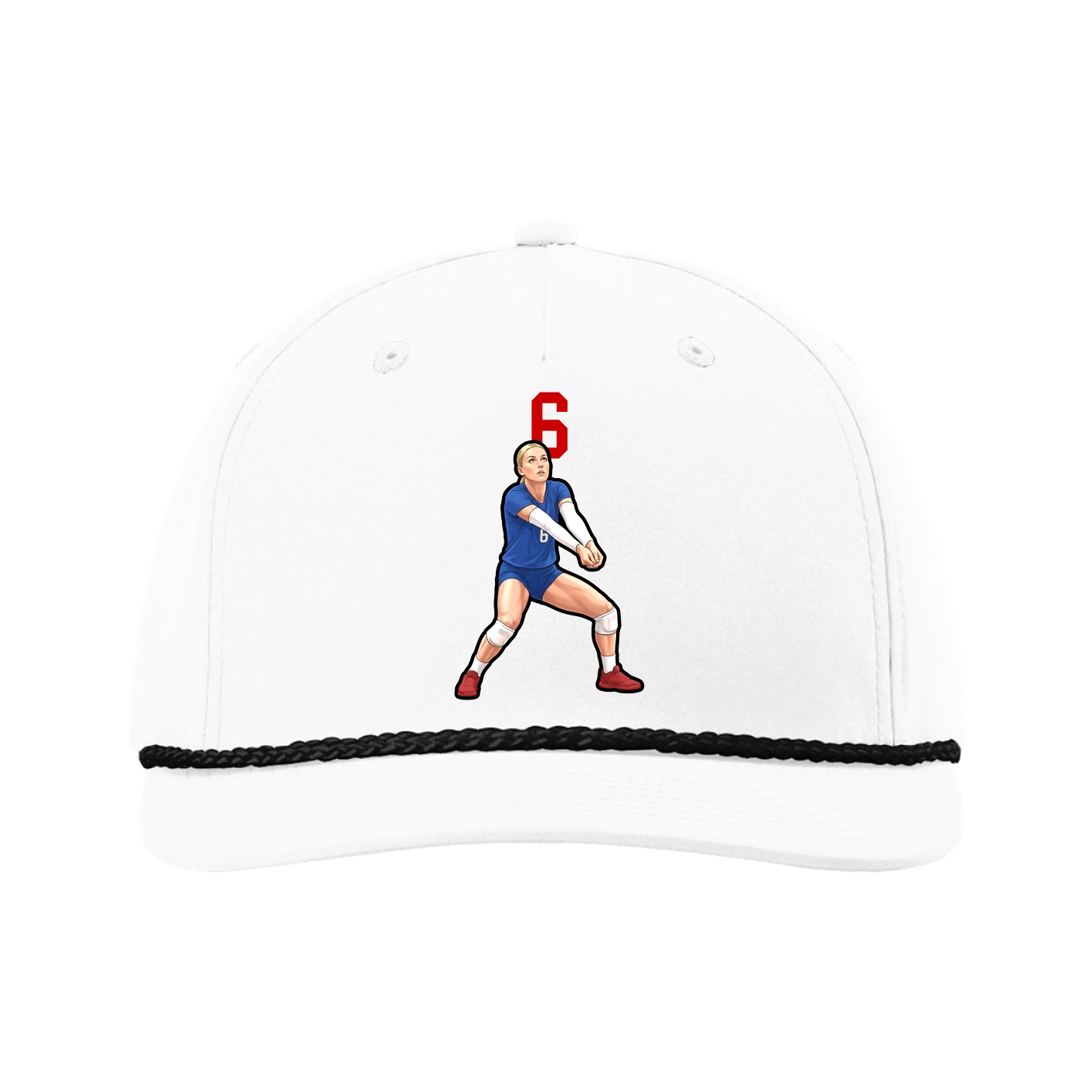 Five-Panel Classic Rope Cap — Number Top in White