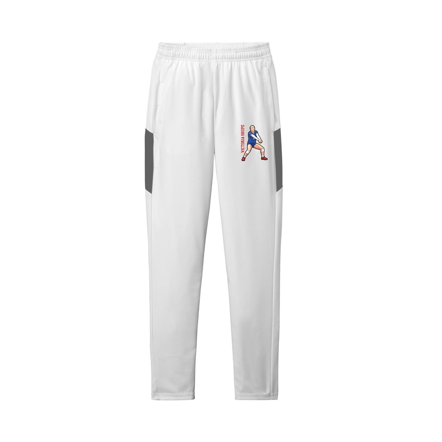 Team Travel Pant — Name Vertical in White/Grey