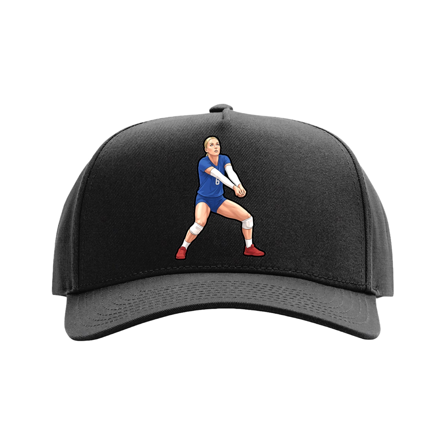 Full Fabric Five-Panel Champ Cap — Name Vertical in Black