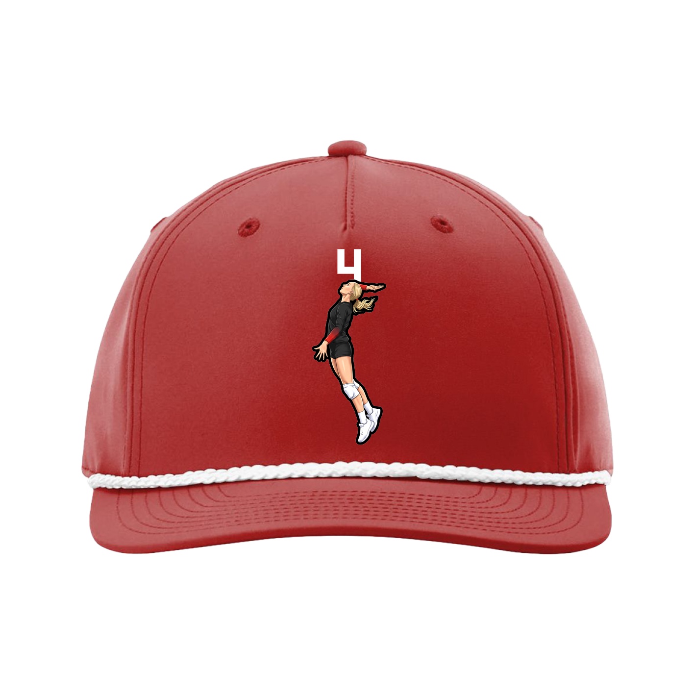 Five-Panel Classic Rope Cap — Number Top in Red