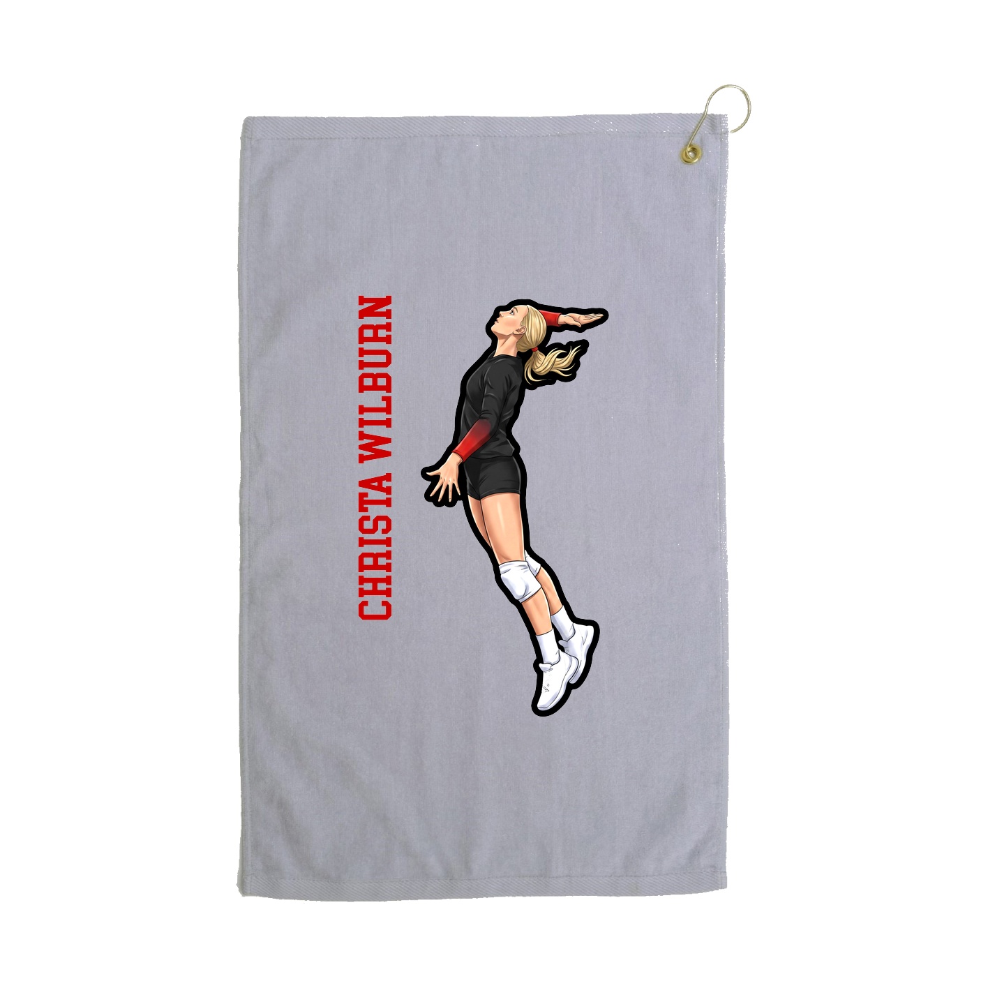 Golf Towel — Name Vertical in Grey