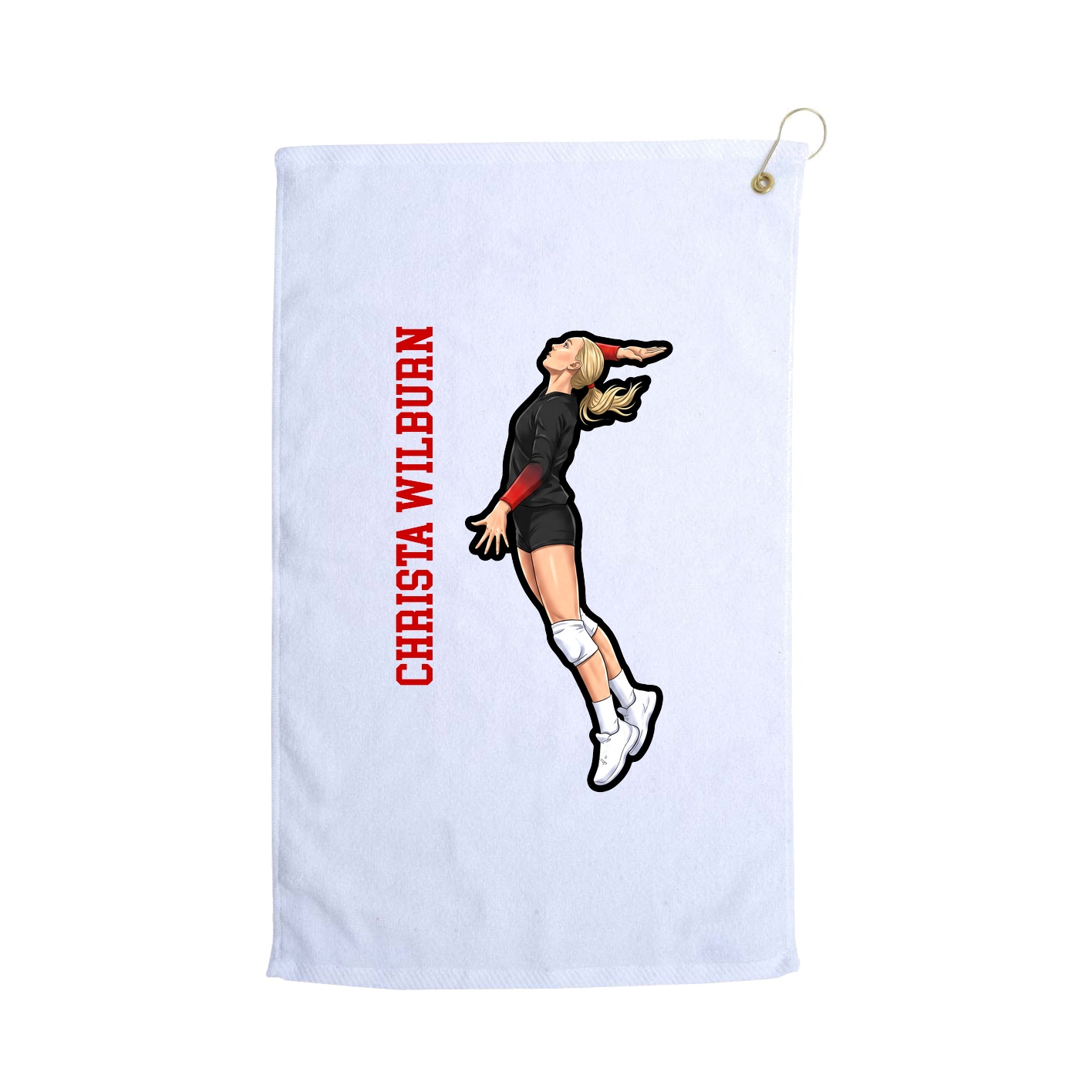 Golf Towel — Name Vertical in White
