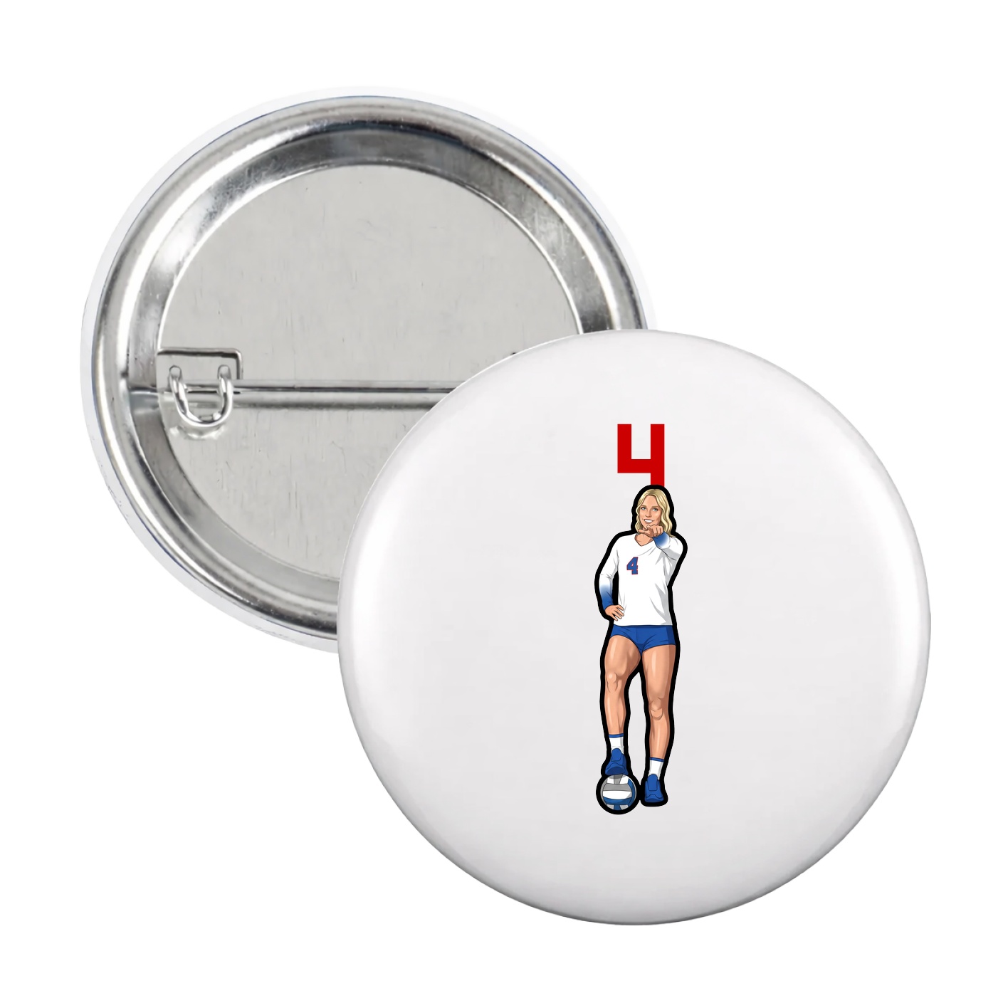 Game Day Button — Number Top in White
