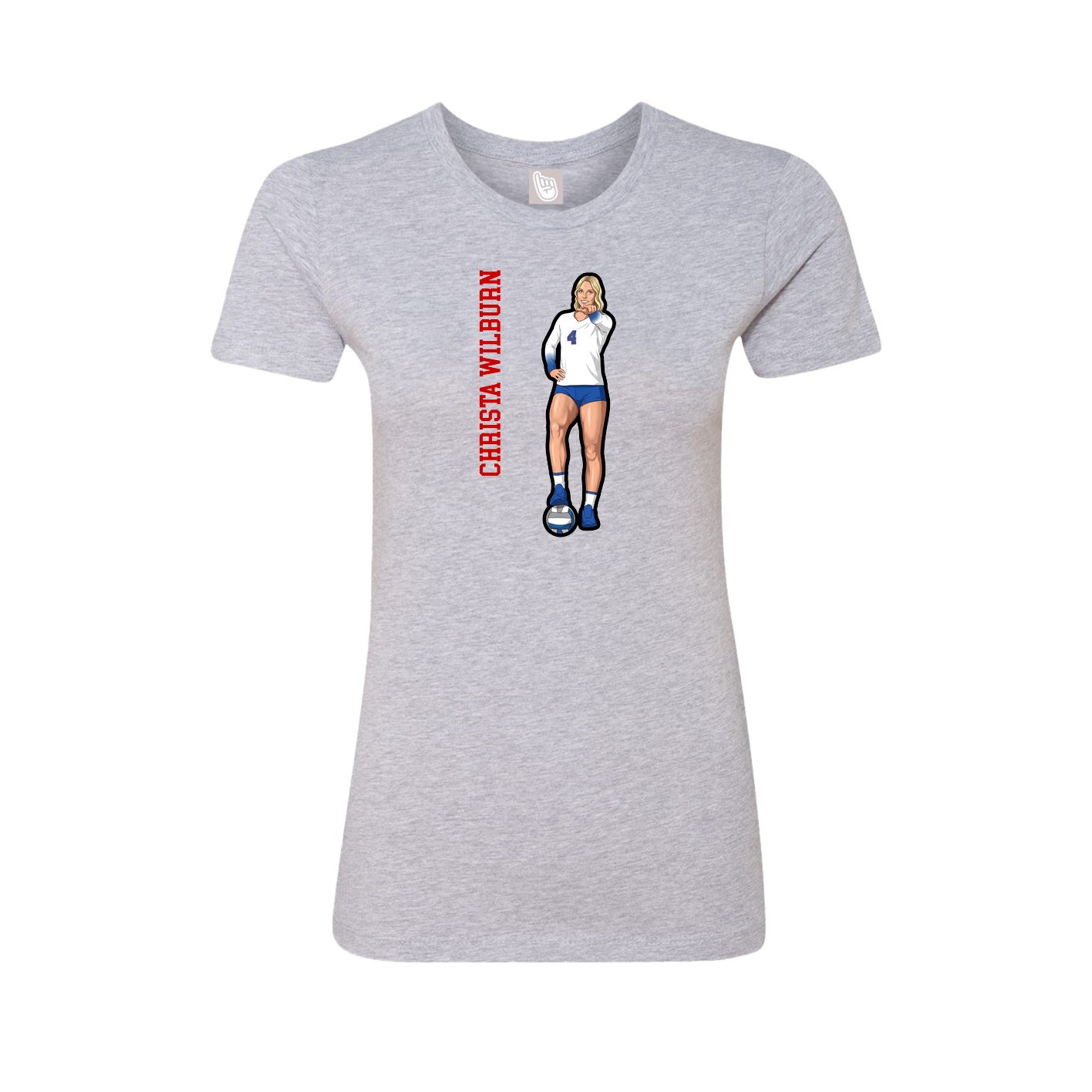 Womens Tee — Name Vertical in Grey