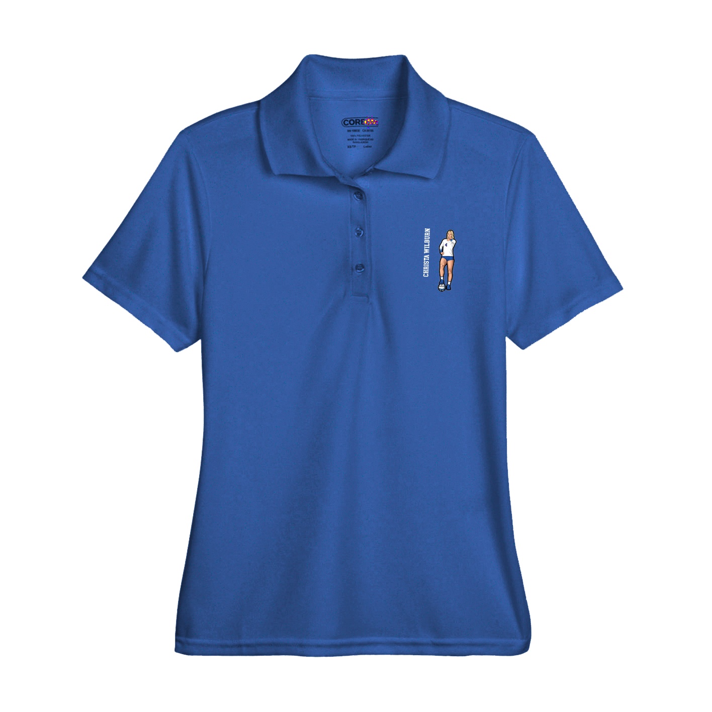 Womens Performance Polo — Name Vertical in Royal