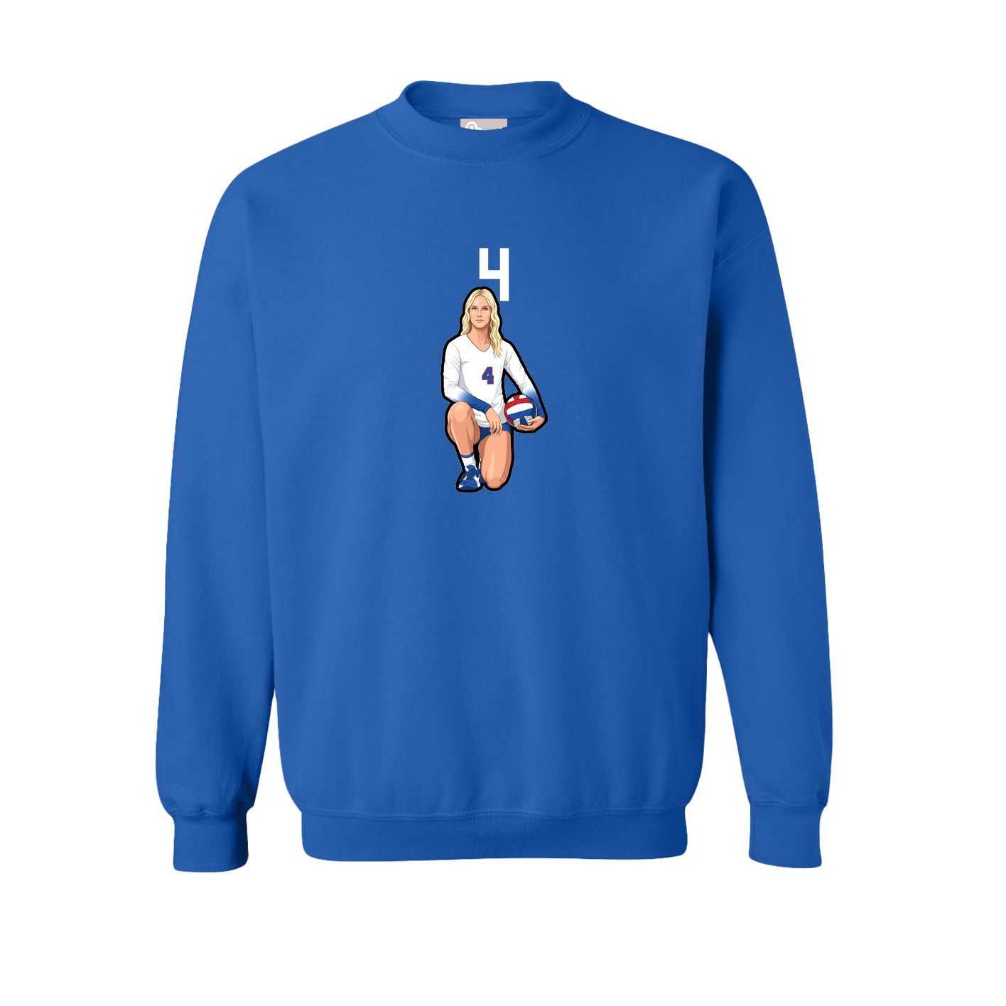 Fleece Crew — Number Top in Royal