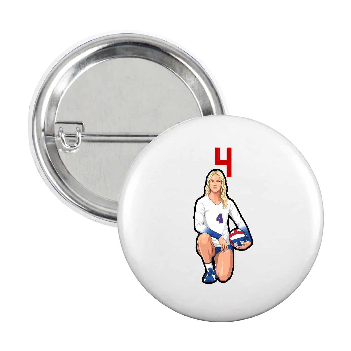 Game Day Button — Number Top in White