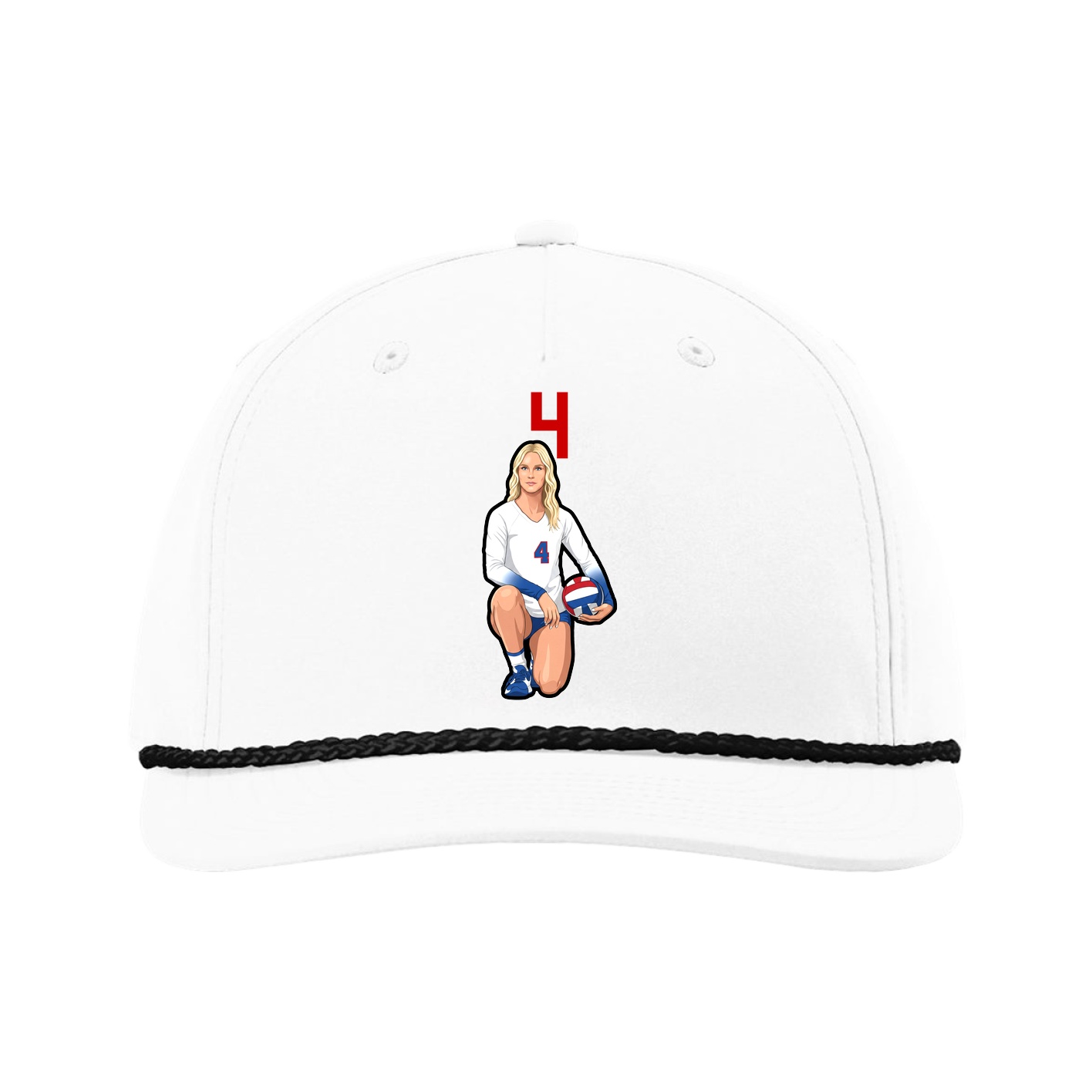 Five-Panel Classic Rope Cap — Number Top in White