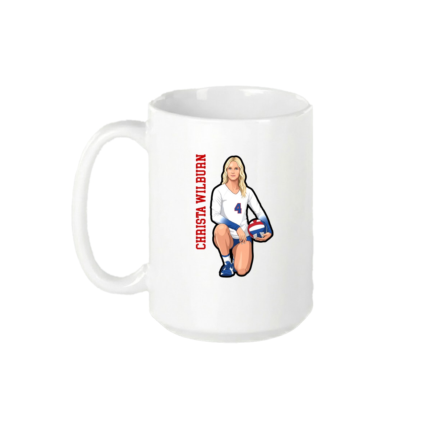15oz Coffee Mug — Name Vertical in White
