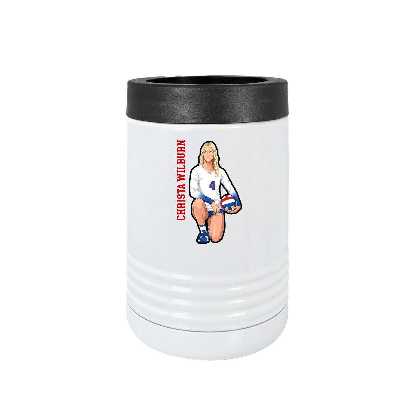 Beverage Holder — Name Vertical in White