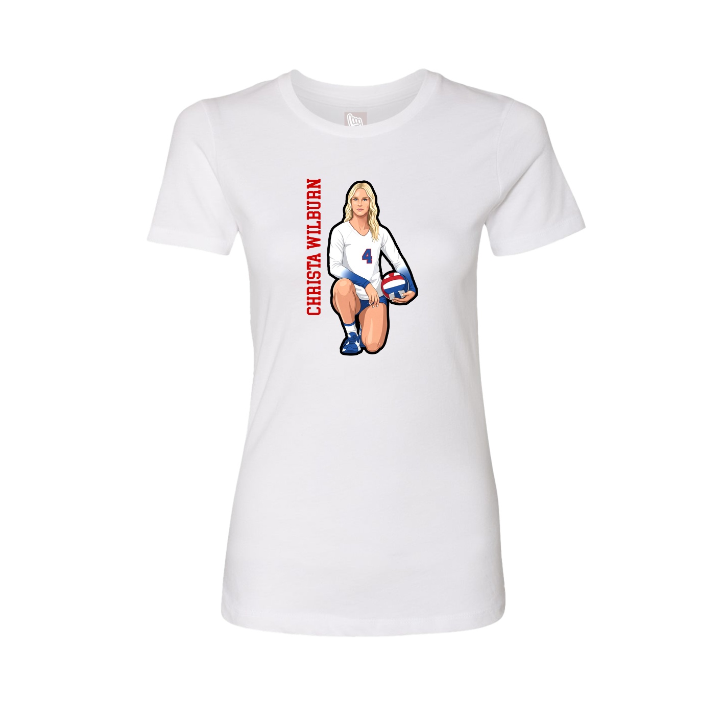 Womens Tee — Name Vertical in White
