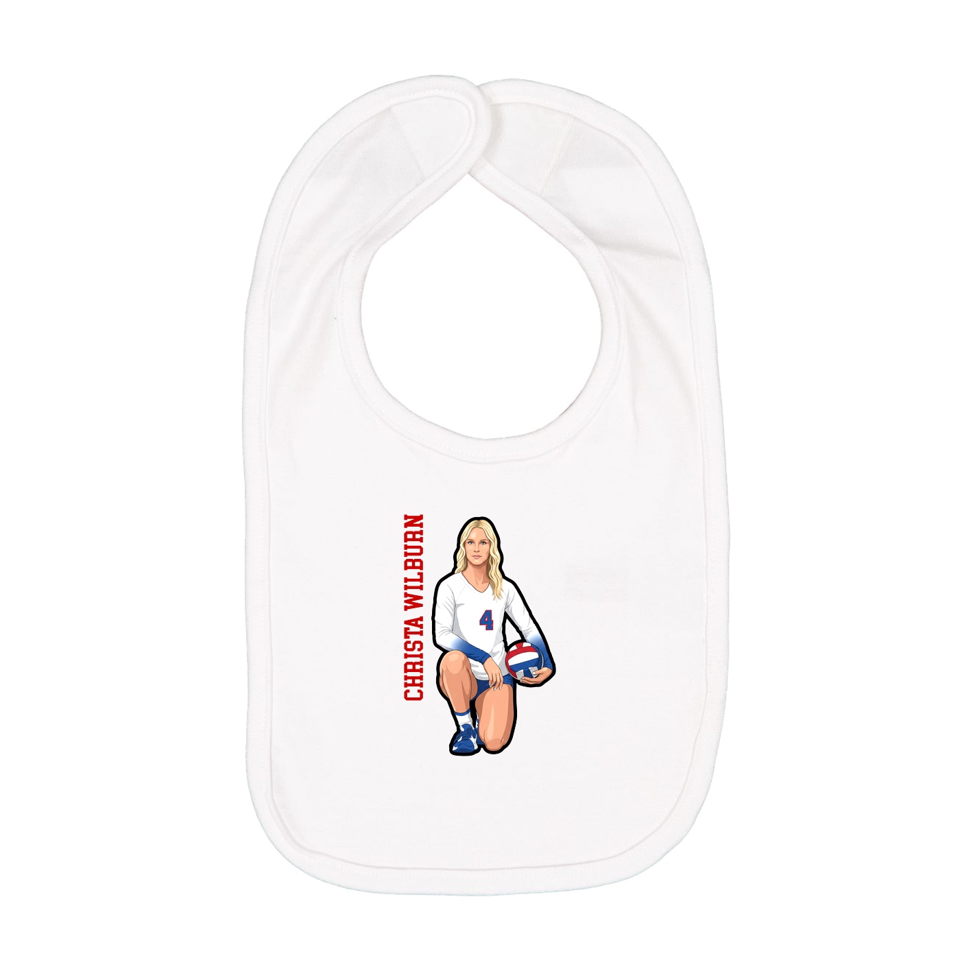 Infant Bib — Name Vertical in White