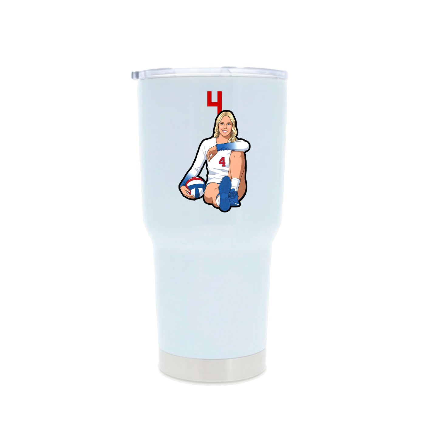 30oz Stainless Steel Tumbler — Number Top in White