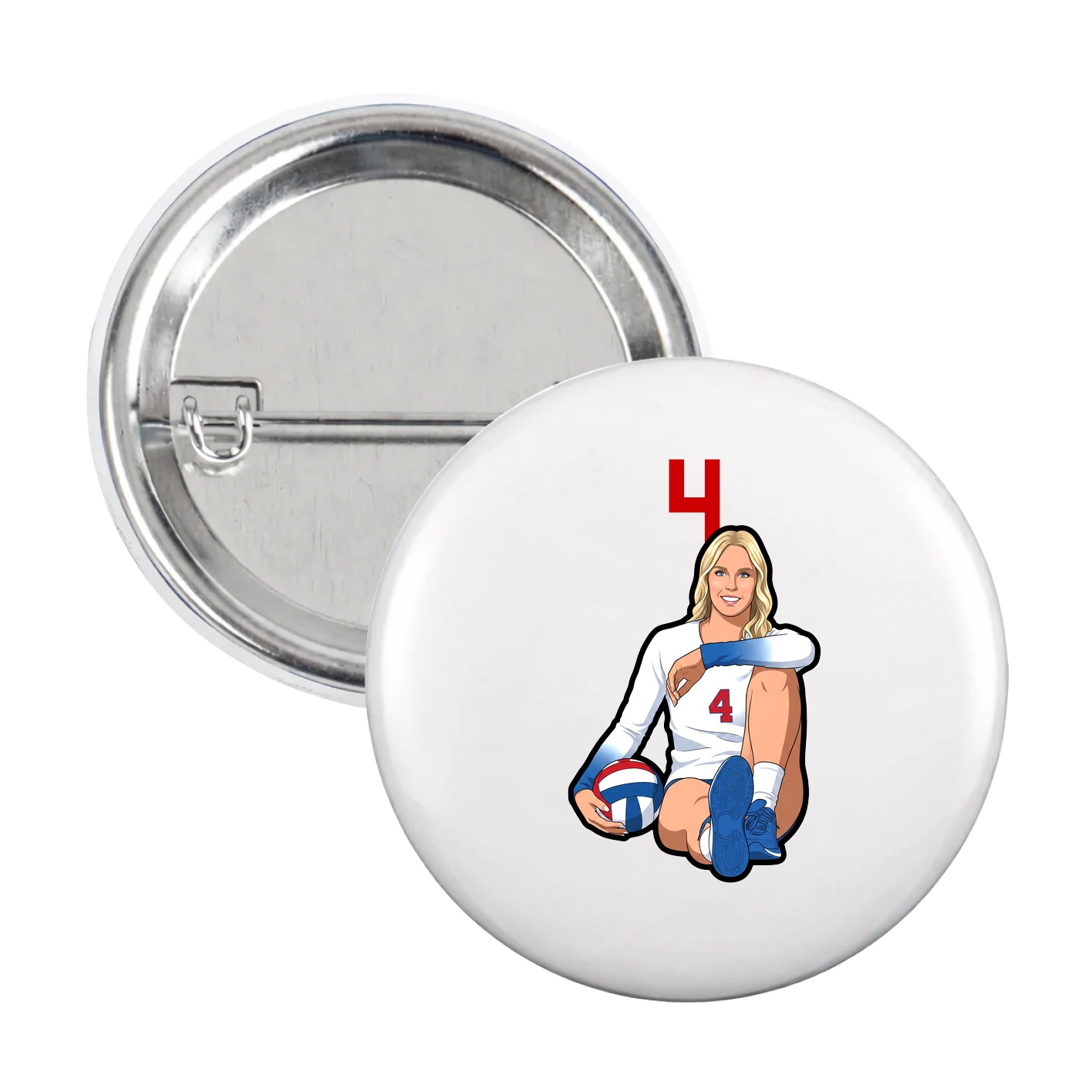 Game Day Button — Number Top in White