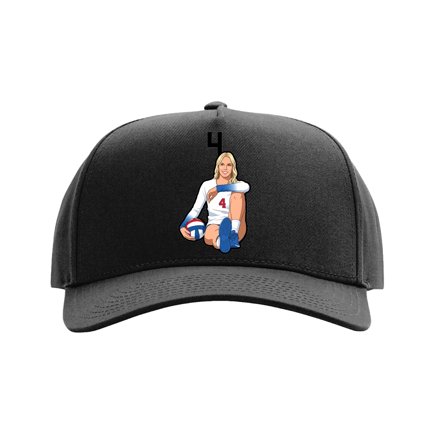 Full Fabric Five-Panel Champ Cap — Number Top in Black