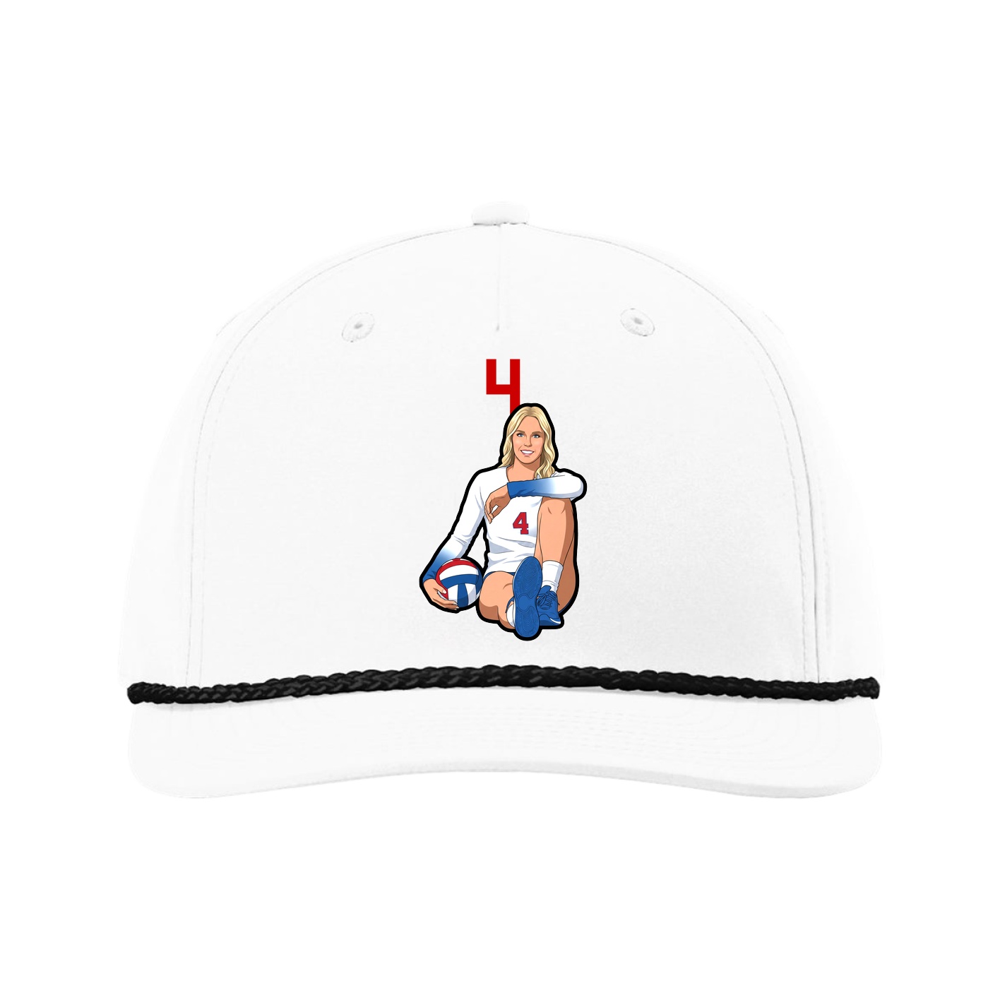 Five-Panel Classic Rope Cap — Number Top in White