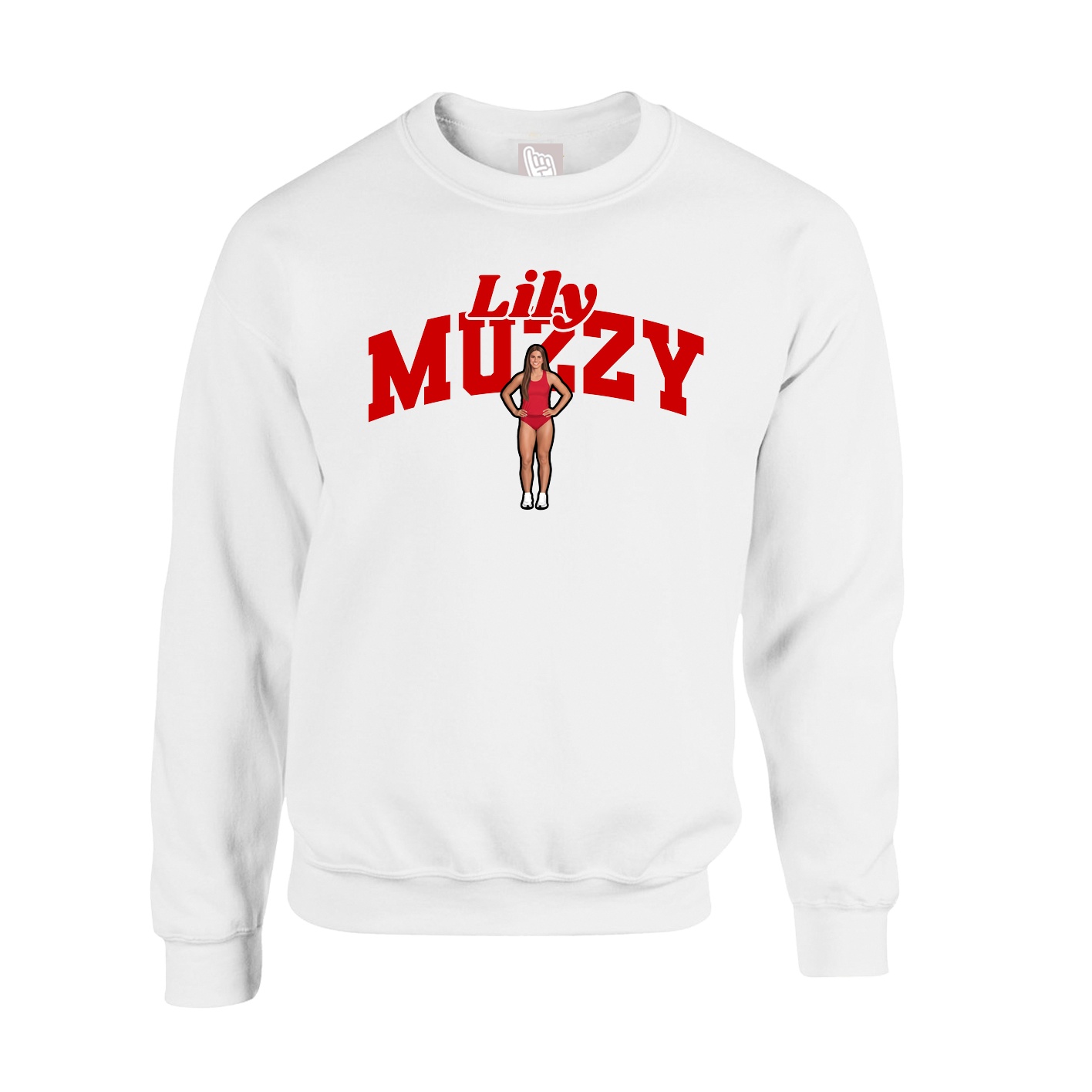 Fleece Crew — Signature Arch in White